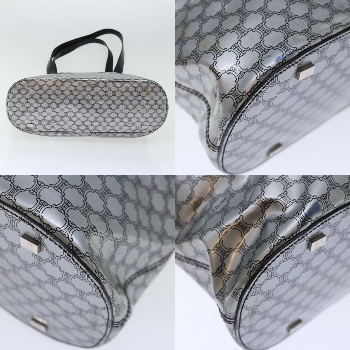 Celine CELINE Macadam Canvas Tote Bag Enamel Silver Black Size ONE SIZE - 10 Thumbnail