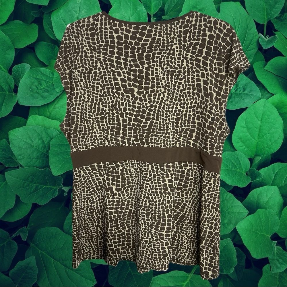 Apt. 9 Apt. 9 Giraffe Print Brown V-Neck Blouse XL Size XL / US 12-14 / IT 48-50 - 2 Thumbnail