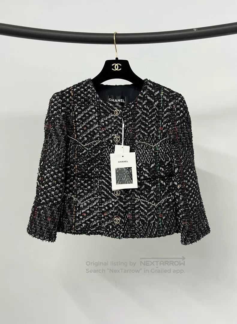 Chanel Chanel Black mixed-colour twill soft tweed short coat Size XS / US 0-2 / IT 36-38 - 1 Thumbnail