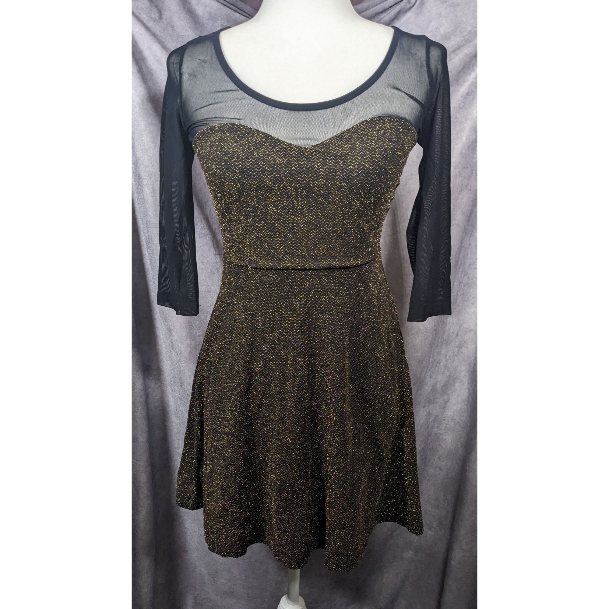 Other Material Girl Gothic Glam 80s Style Black And Gold Mesh Top Size S / US 4 / IT 40 - 7 Thumbnail