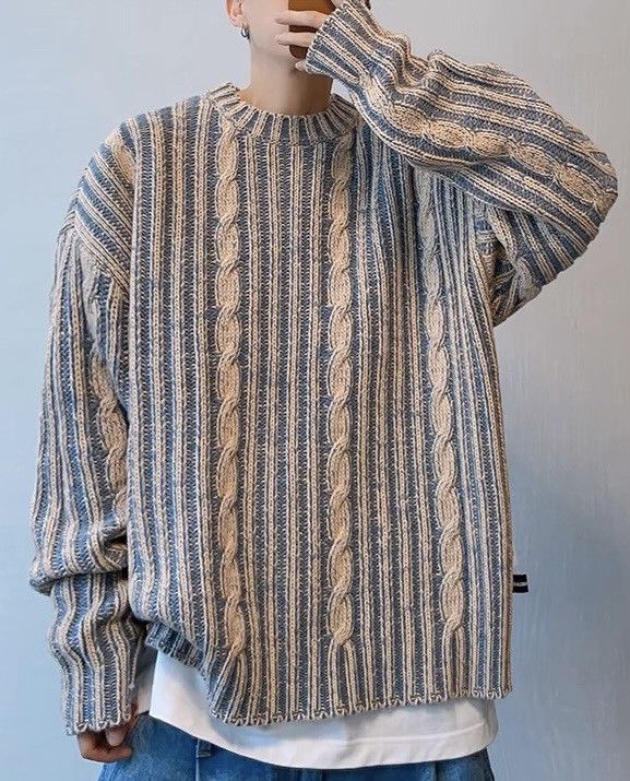Japanese Brand × Vintage Reversible retro cable knit sweater knitwear jumper Size US XL / EU 56 / 4 - 1 Thumbnail