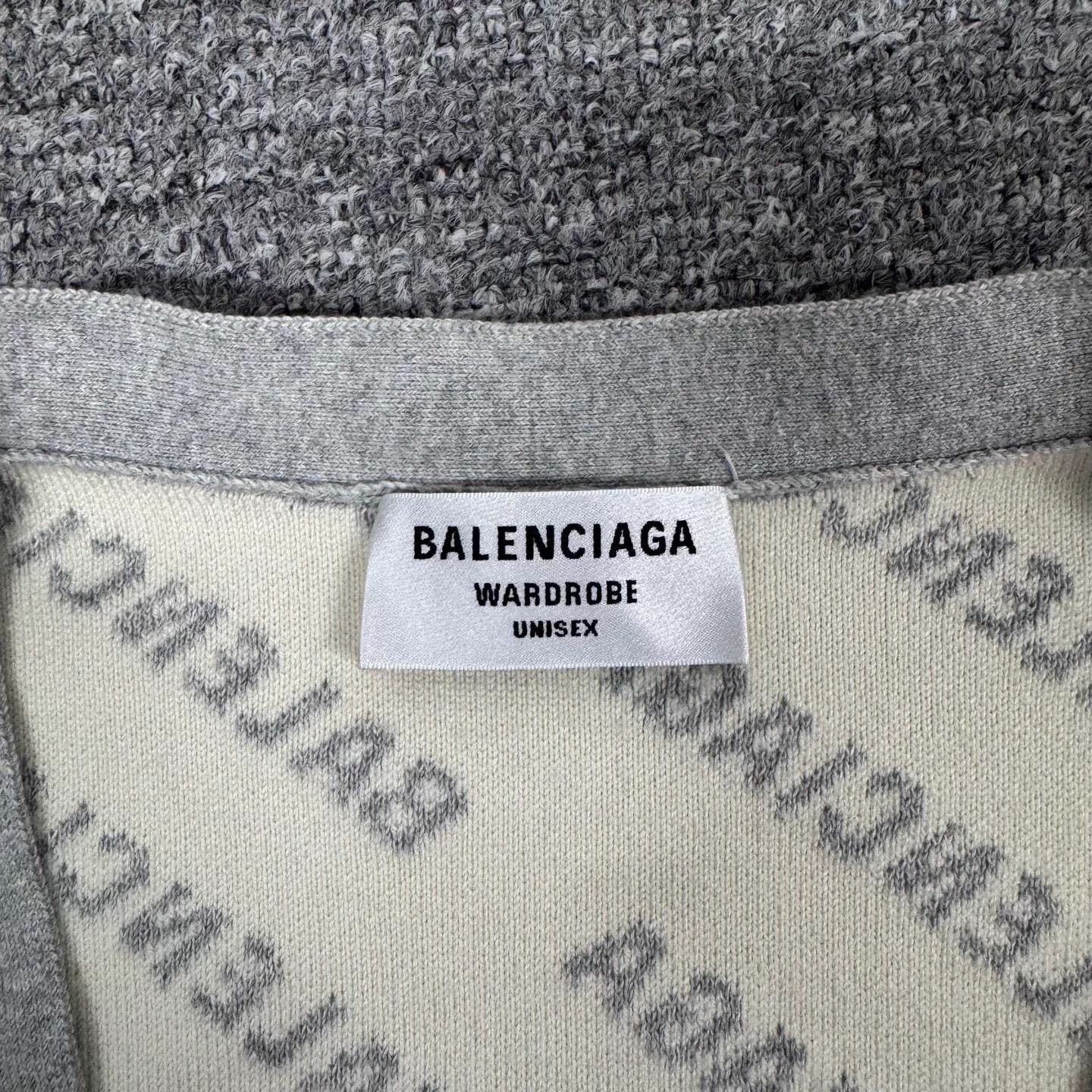 Balenciaga Allover Logo Wool Knit Cardi L Near MINT