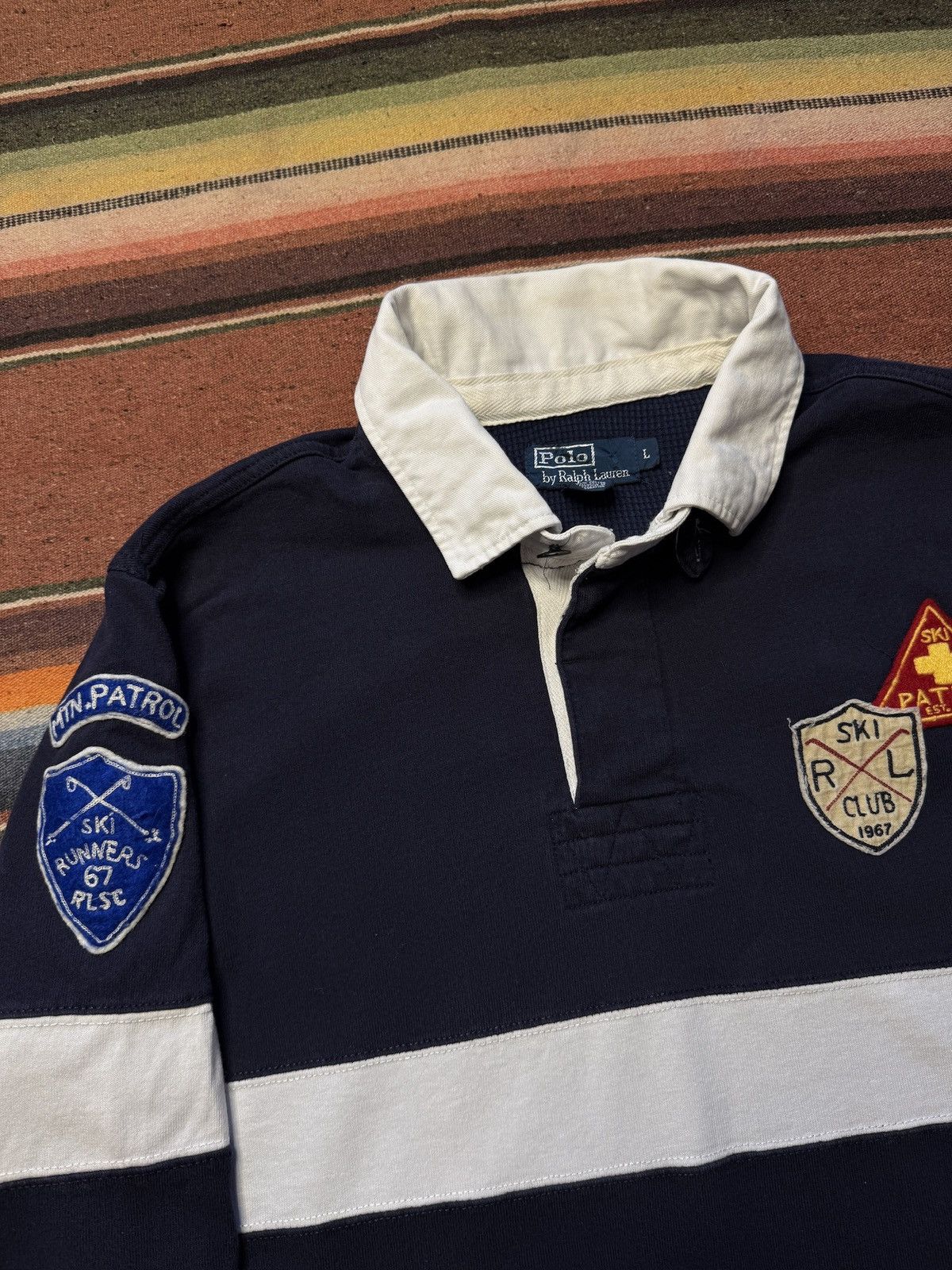 Polo Ralph Lauren × Vintage Vintage Polo Ralph Lauren Thermal Ski Patrol Rugby Polo Size US L / EU 52-54 / 3 - 6 Thumbnail