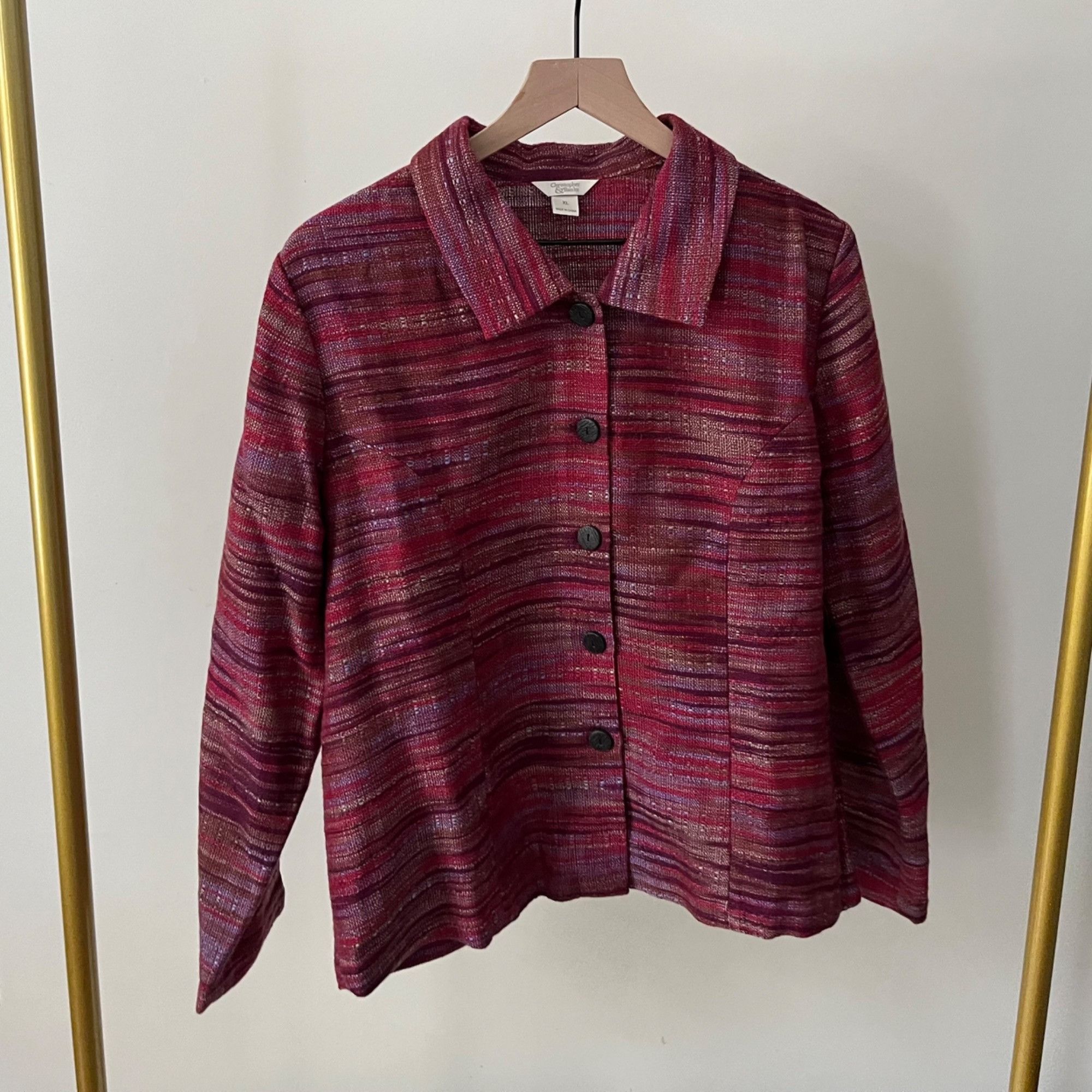 Other Christopher & Banks Womens Striped Button-Up Jacket Red & Pu Size XL / US 12-14 / IT 48-50 - 1 Thumbnail