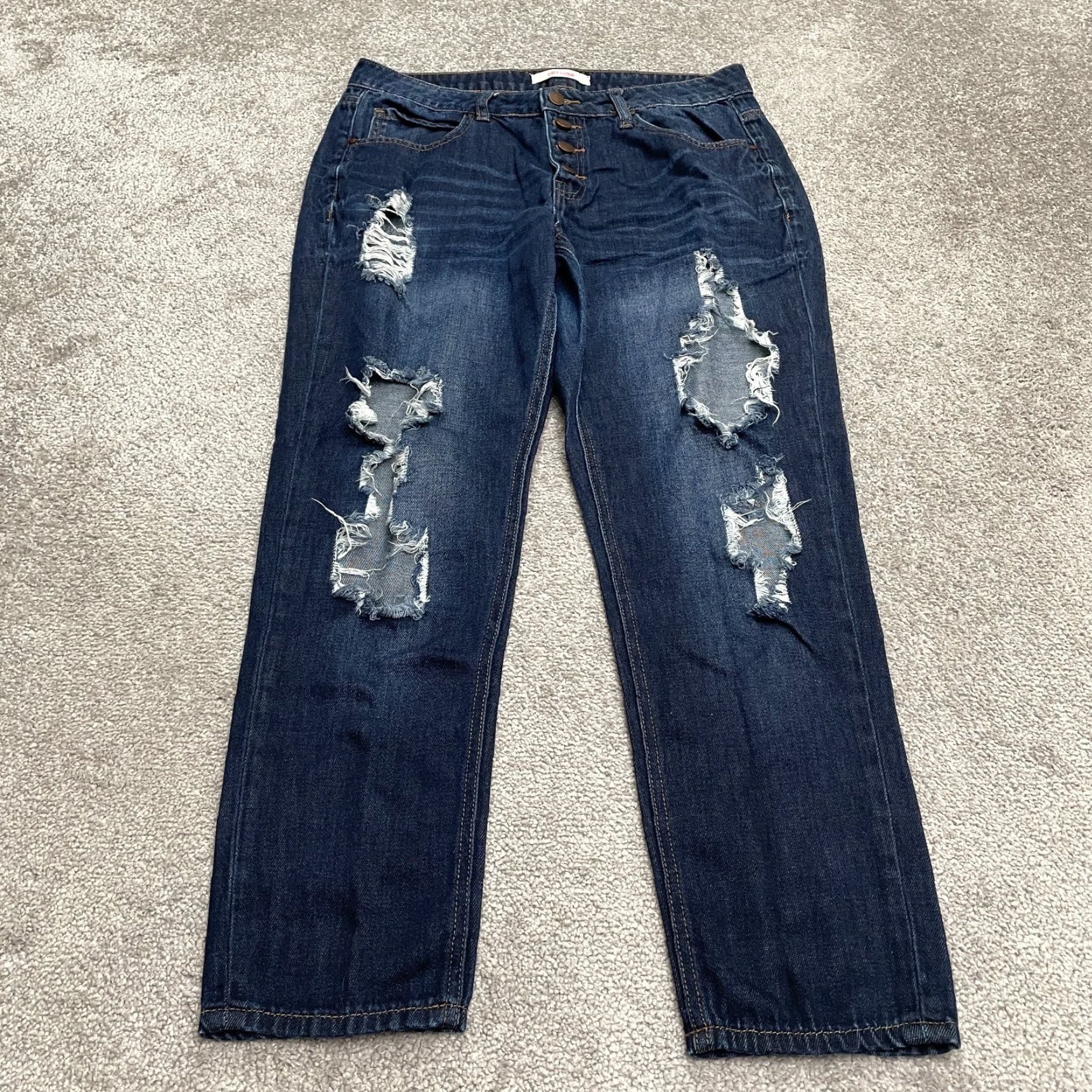 Vintage Refuge Denim Jeans Womens 10 High Rise Distressed Mom Blue 32x27 Button Size 32" / US 10 / IT 46 - 2 Thumbnail