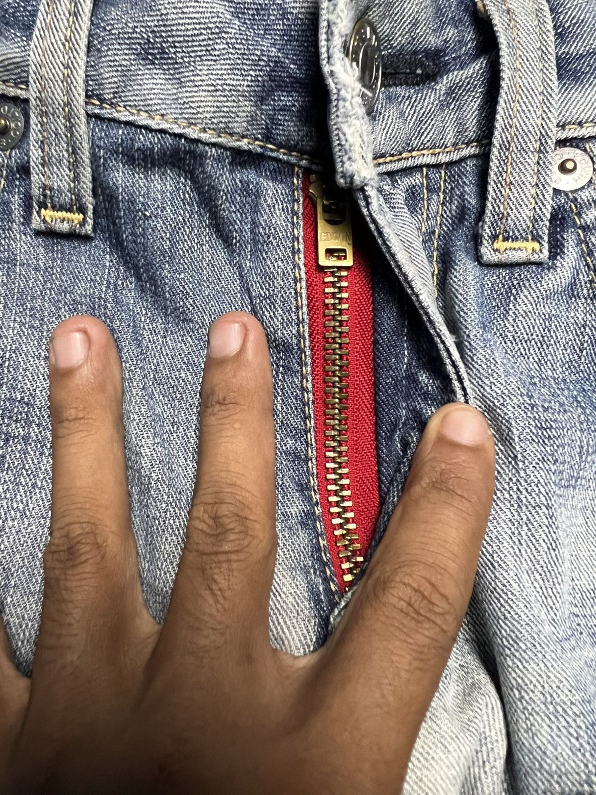 Edwin VINTAGE Edwin BLUE TRIP 503 Bootcut Red Zipper Jeans (43) Size US 28 / EU 44 - 9 Thumbnail