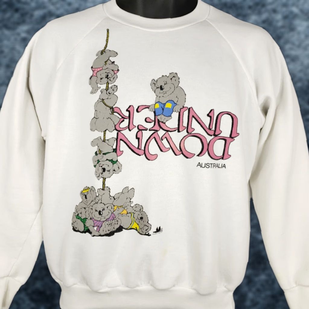 Vintage VINTAGE Australia Koala Bear Sweatshirt Mens Size Medium 80s Down Under Sweatshirt Crew Neck Cotton Blend White Size US M / EU 48-50 / 2 - 1 Thumbnail
