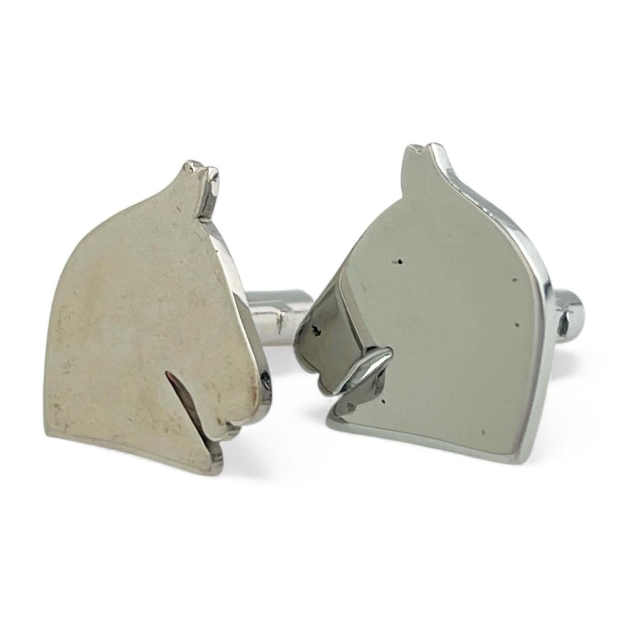 Hermes HERMES Bijou Terry Fantais Horse Design Cufflinks, Silver, Men's Size ONE SIZE - 1 Thumbnail