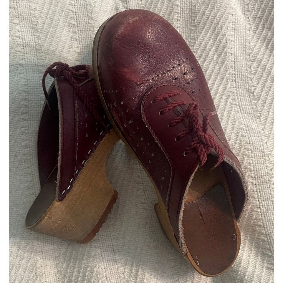 Vintage Rare VTG 70's Olof Daughters Wooden Clogs Made in Sweden Size US 7 / IT 37 - 2 Thumbnail