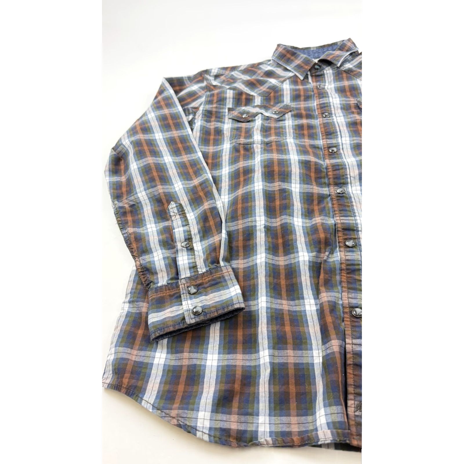 Vintage Moon Shine Spirit Shirt Mens Large Blue Plaid Western Snap Pearl Button Shirt Size US L / EU 52-54 / 3 - 2 Thumbnail