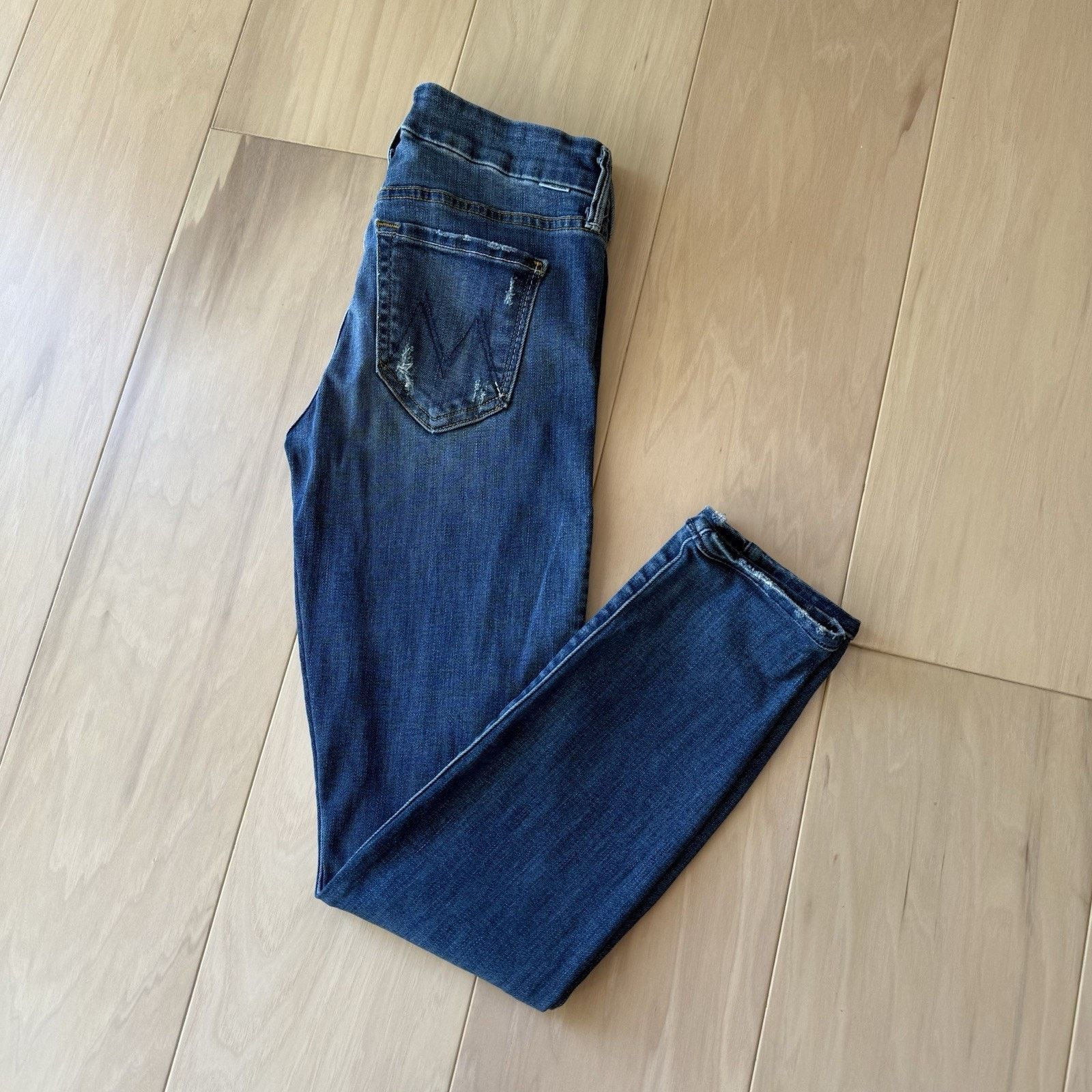 MOTHER Mother The Looker Jeans Women's 26 Blue Low Rise Glam Size 26" / US 2 / IT 38 - 9 Thumbnail