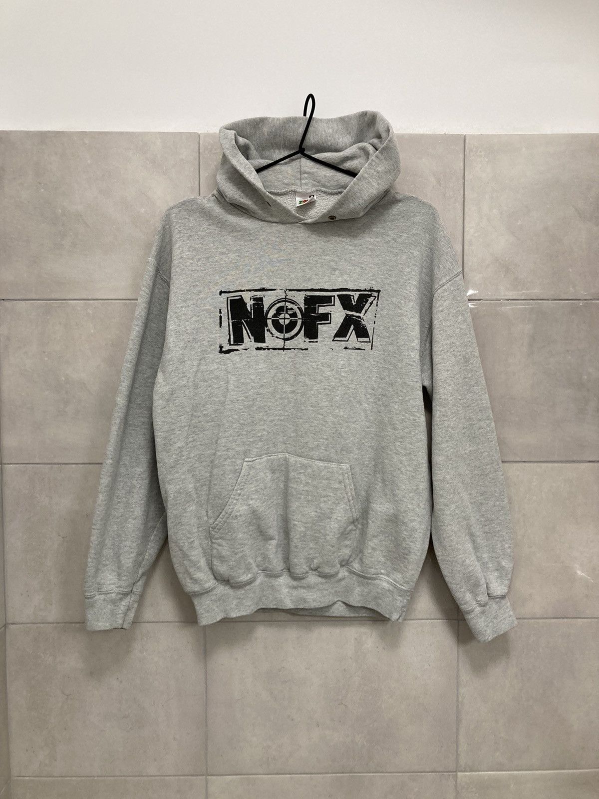 image of Band Tees x Rock T Shirt Early 2000S Nofx Hoodie Y2K in Grey, Men's (Size Medium)
