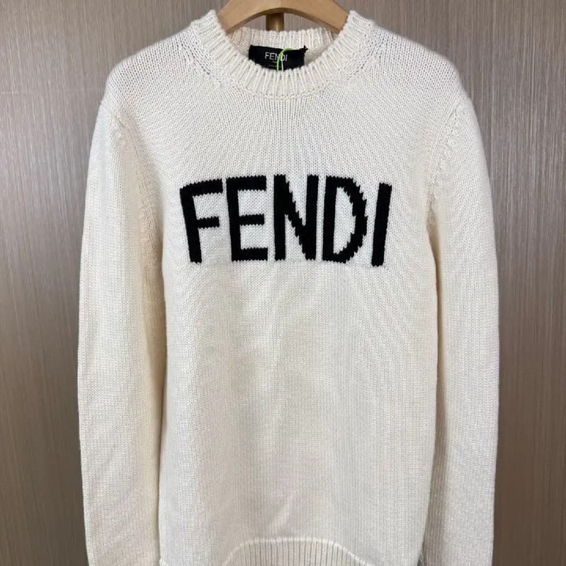 Fendi Fendi White Wool Women’s Knitted Sweater 0089 Size XXL / US 16-18 / IT 52-54 - 1 Thumbnail