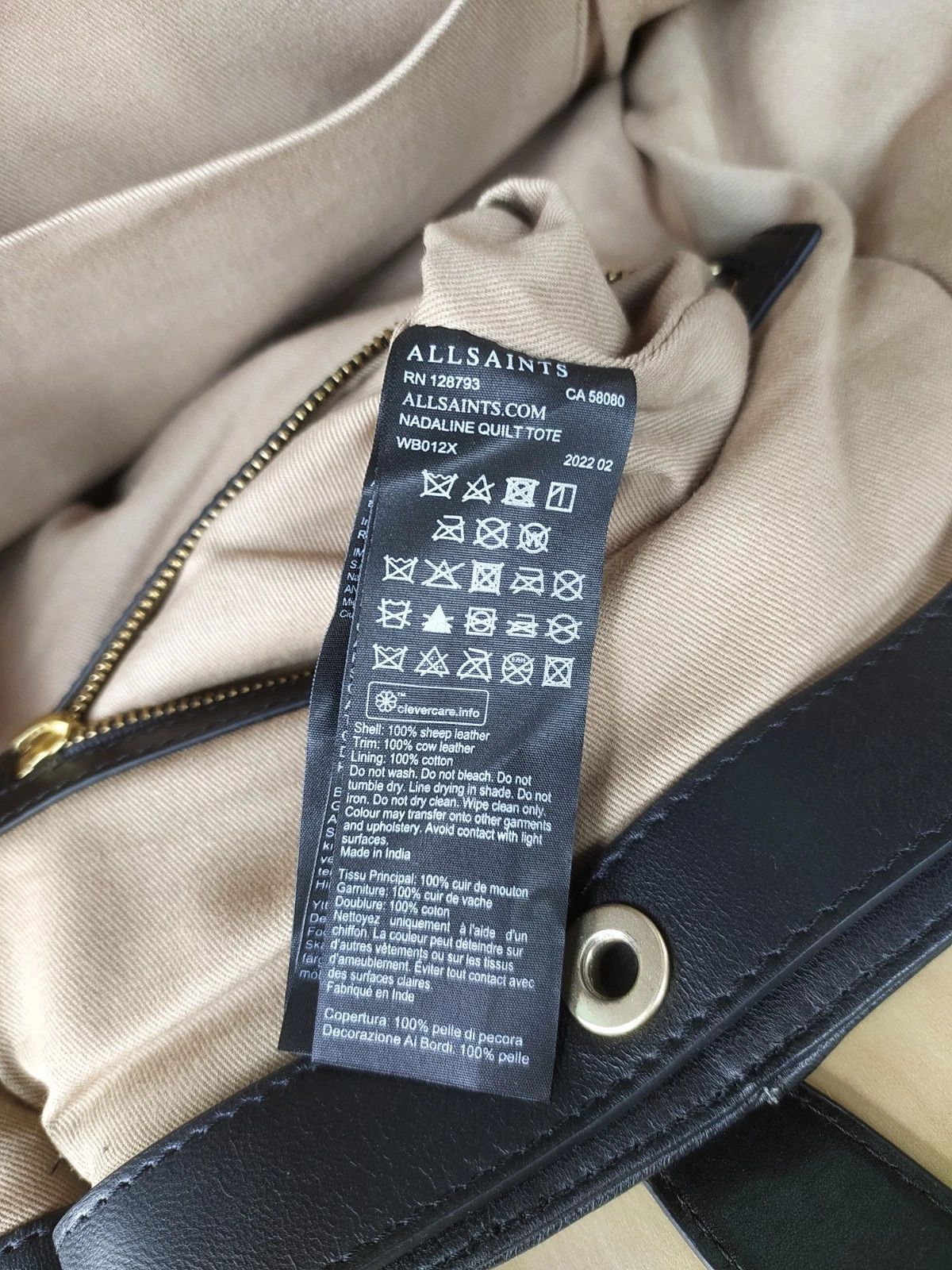 Allsaints AllSaints Nadaline Leather Quilted Tote Bag FTP - 8051 Size ONE SIZE - 9 Thumbnail