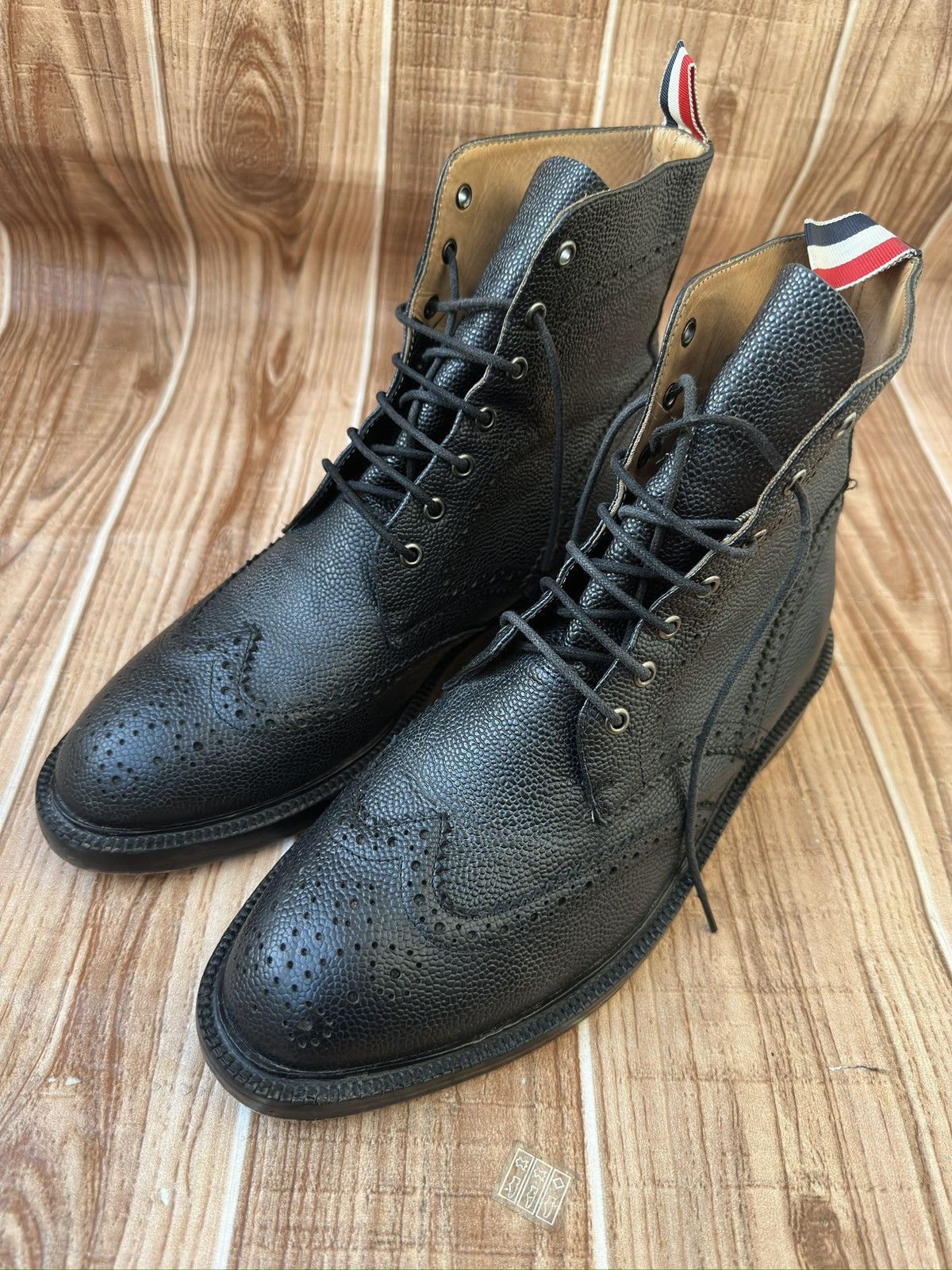 Thom Browne Thom Browne Pebble-Grain Leather Brogue Boots – Black Size US 8.5 / EU 41-42 - 5 Thumbnail