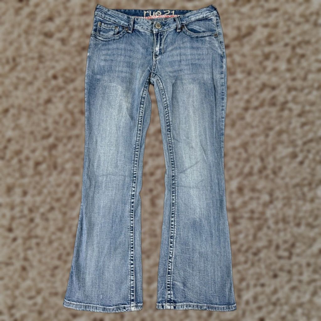 Vintage Rue21 Jeans Womens 9 Blue Denim Bootcut Mid Rise Cotton Blend Embellished Slim Pockets 5-Pocket Design Womens Mens? Size 30" / US 8 / IT 44 - 1 Thumbnail