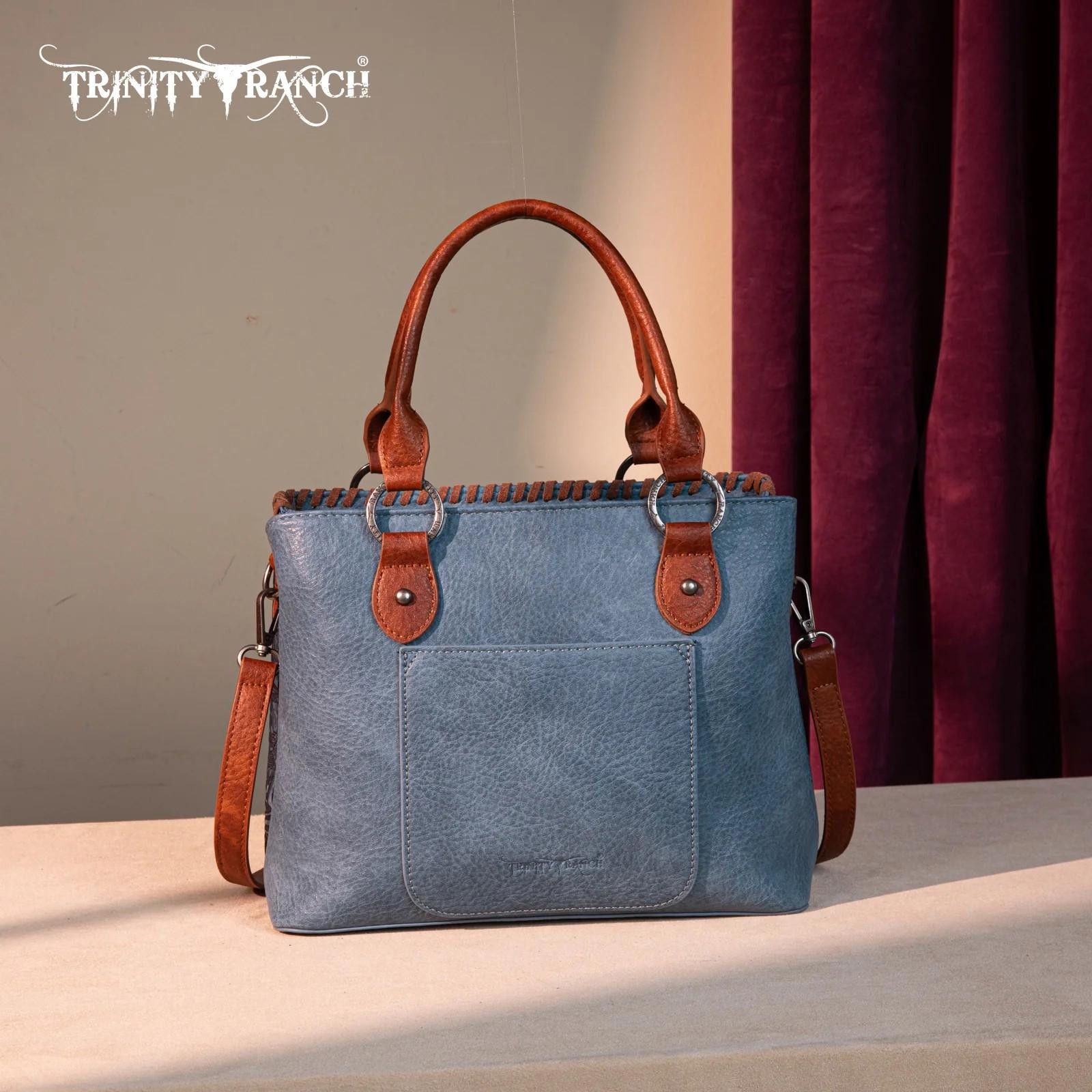Designer Trinity Ranch Stylish Blue Handbag with Braided Detail Size ONE SIZE - 3 Thumbnail