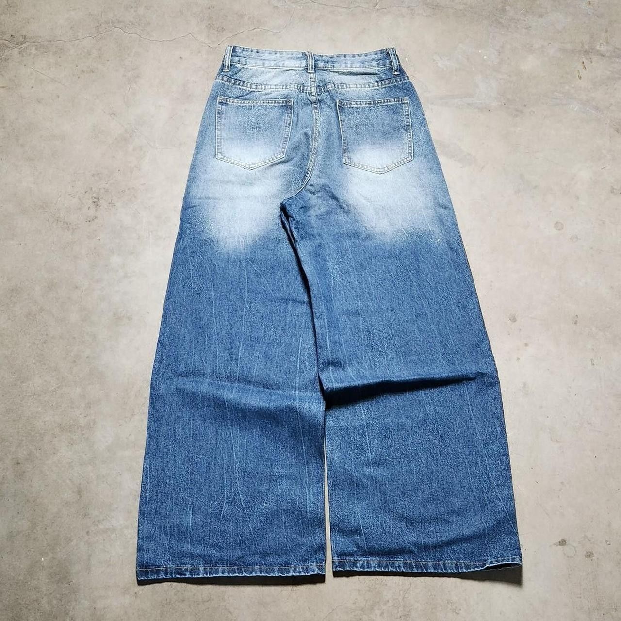 Japanese Brand Baggy blue faded jeans wide leg loose fit distressed denim Size US 32 / EU 48 - 4 Thumbnail