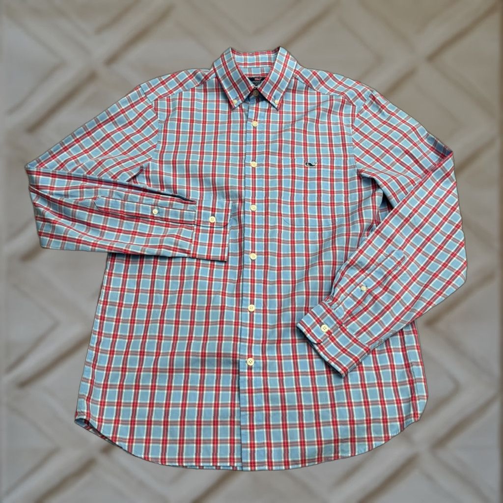 Vineyard Vines Vineyard Vines Plaid Button-Down Shirt Mens Small Blue Red Long Sleeve Cotton Shirt Size US S / EU 44-46 / 1 - 1 Thumbnail