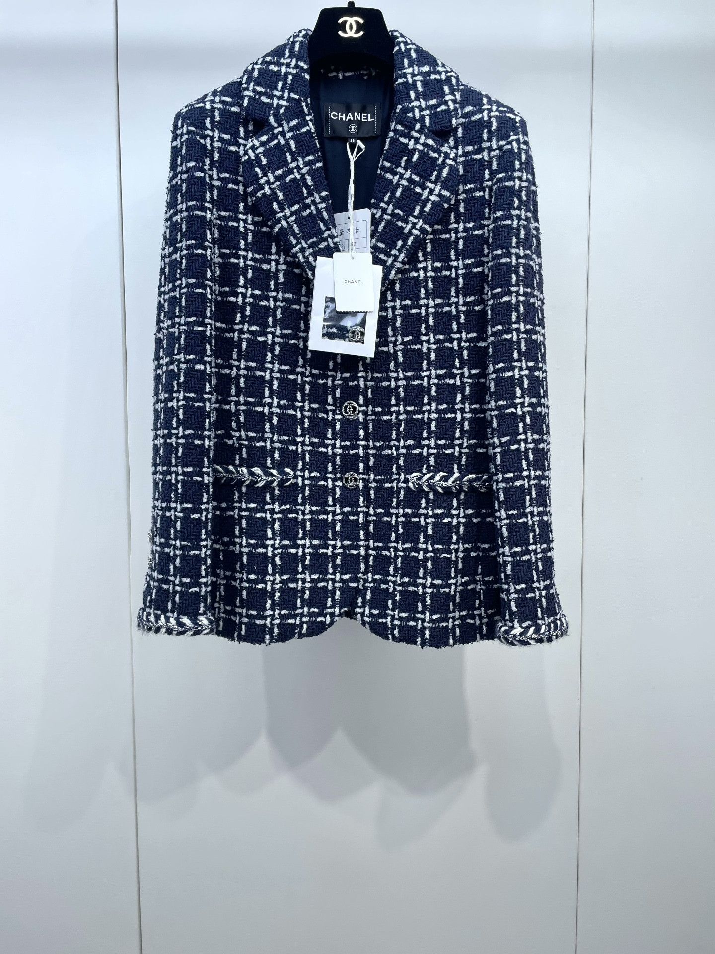 Chanel Chanel 23B Blue White Plaid Jacket Size S / US 4 / IT 40 - 1 Thumbnail