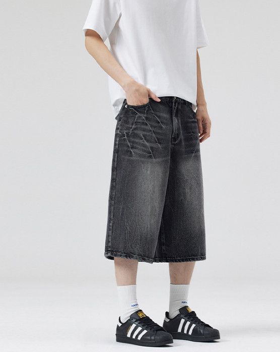 Vintage American-style washed retro lightning baggy denim shorts Size US 32 / EU 48 - 3 Thumbnail