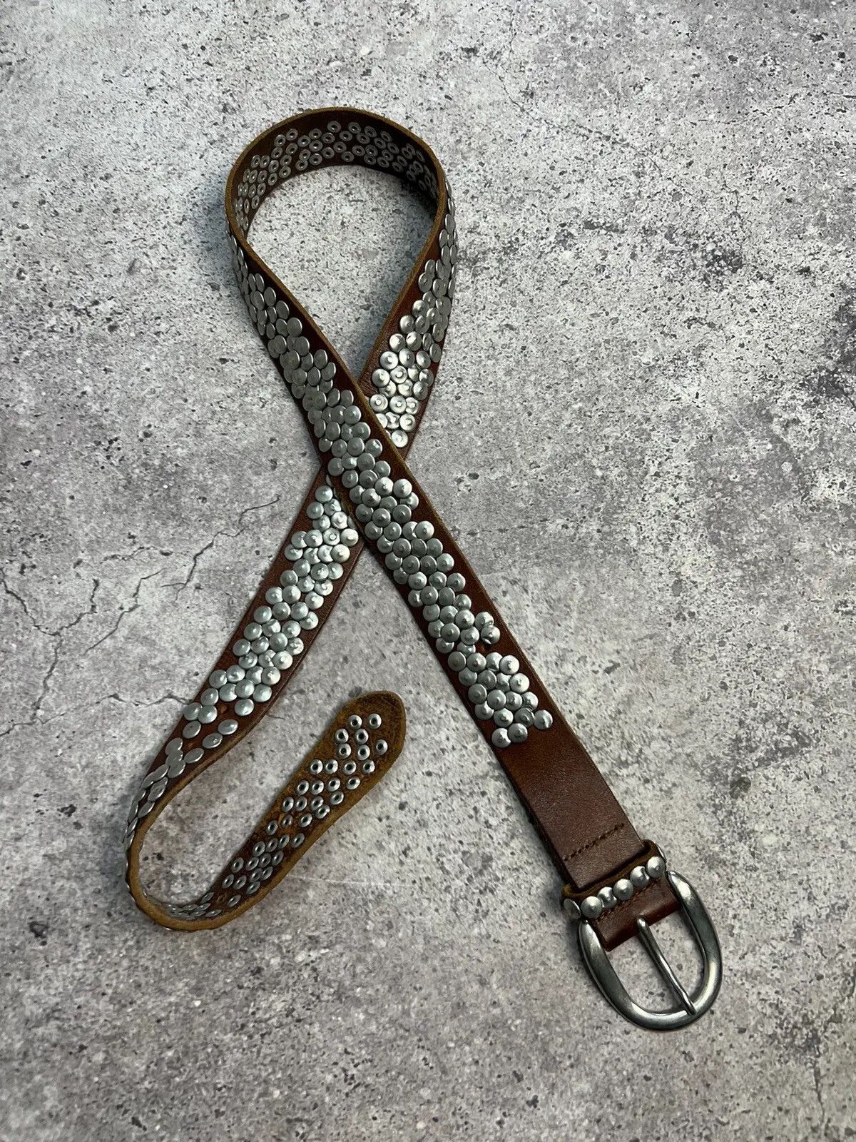 Japanese Brand Vintage Belts Y2K Rhinestones Punk leather belt Japanese Size ONE SIZE - 5 Thumbnail