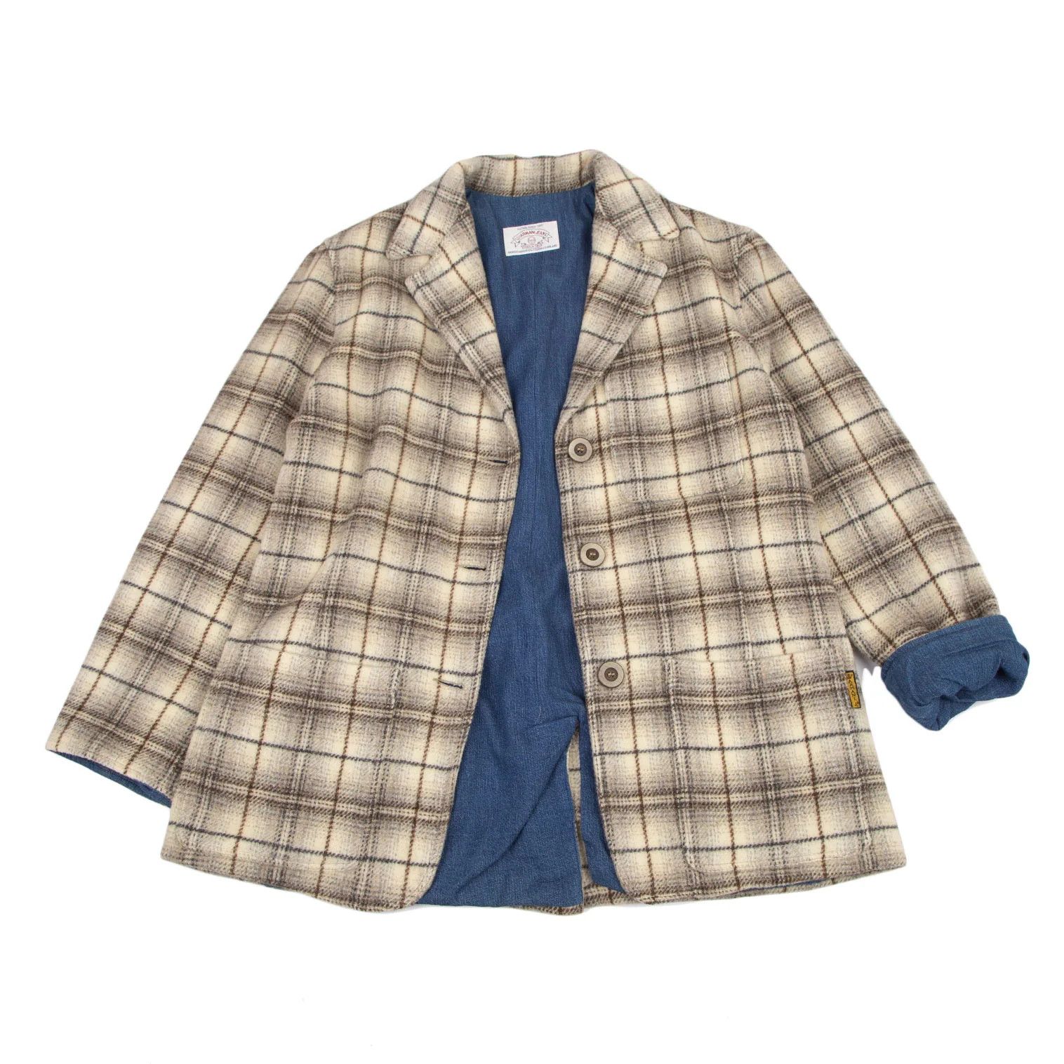 Armani Check Wool Blend Jacket in Cream, Size 42 Size US XXS / EU 40 - 1 Thumbnail