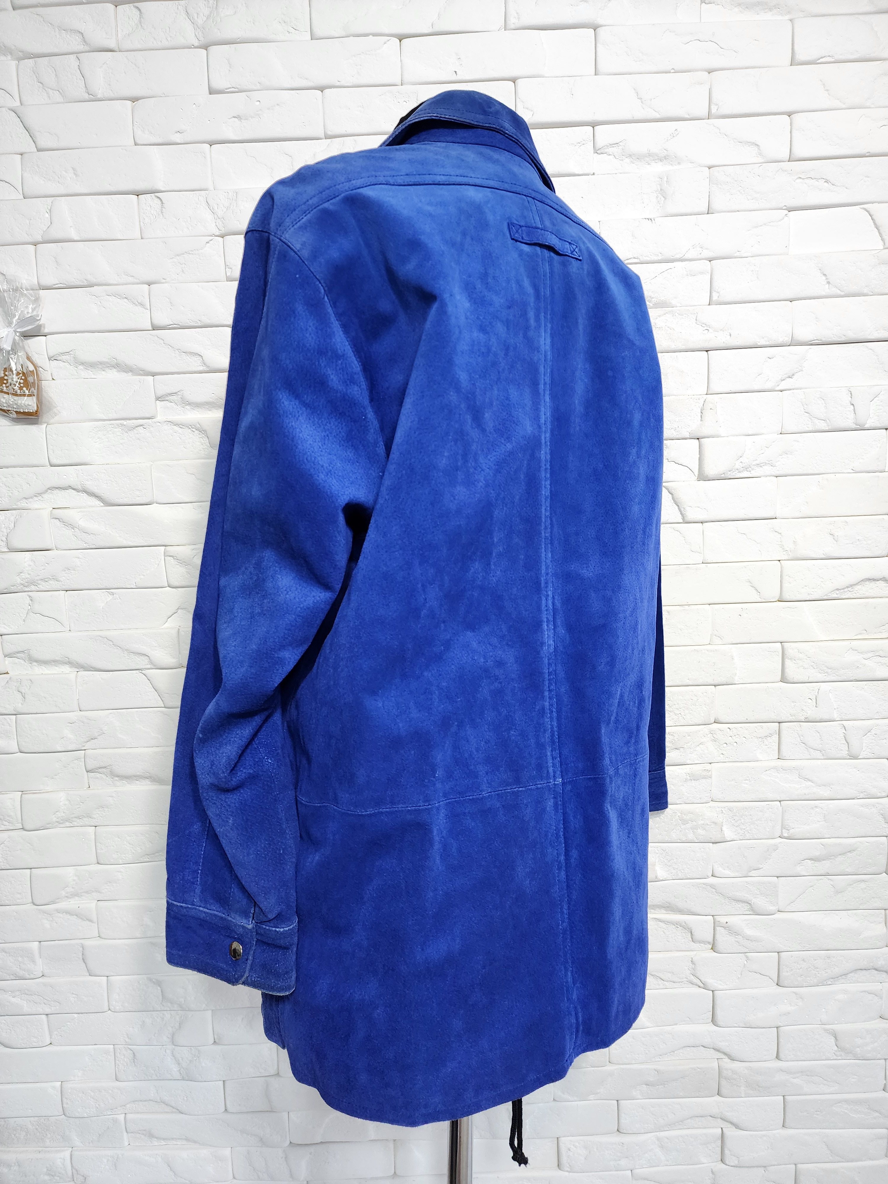 Other Blue Suede Leather Shirt: Women's Metal Zipper Jacket Size XXL / US 16-18 / IT 52-54 - 6 Thumbnail