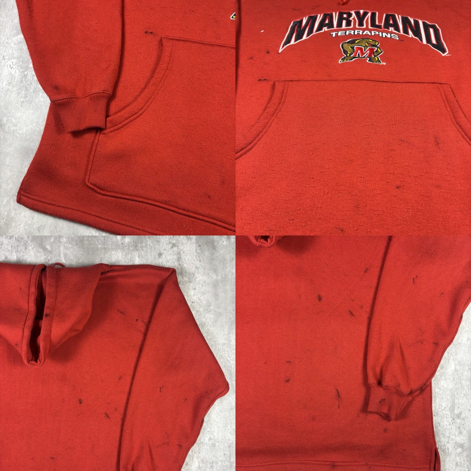 Vintage VINTAGE Colosseum Athletics Maryland University Hoodie 2XL Red 90s Y2K Mens Hoodie Pullover Hooded Cotton Fleece Logo Stadium/Champion Reverse Weave Size US XXL / EU 58 / 5 - 9 Thumbnail