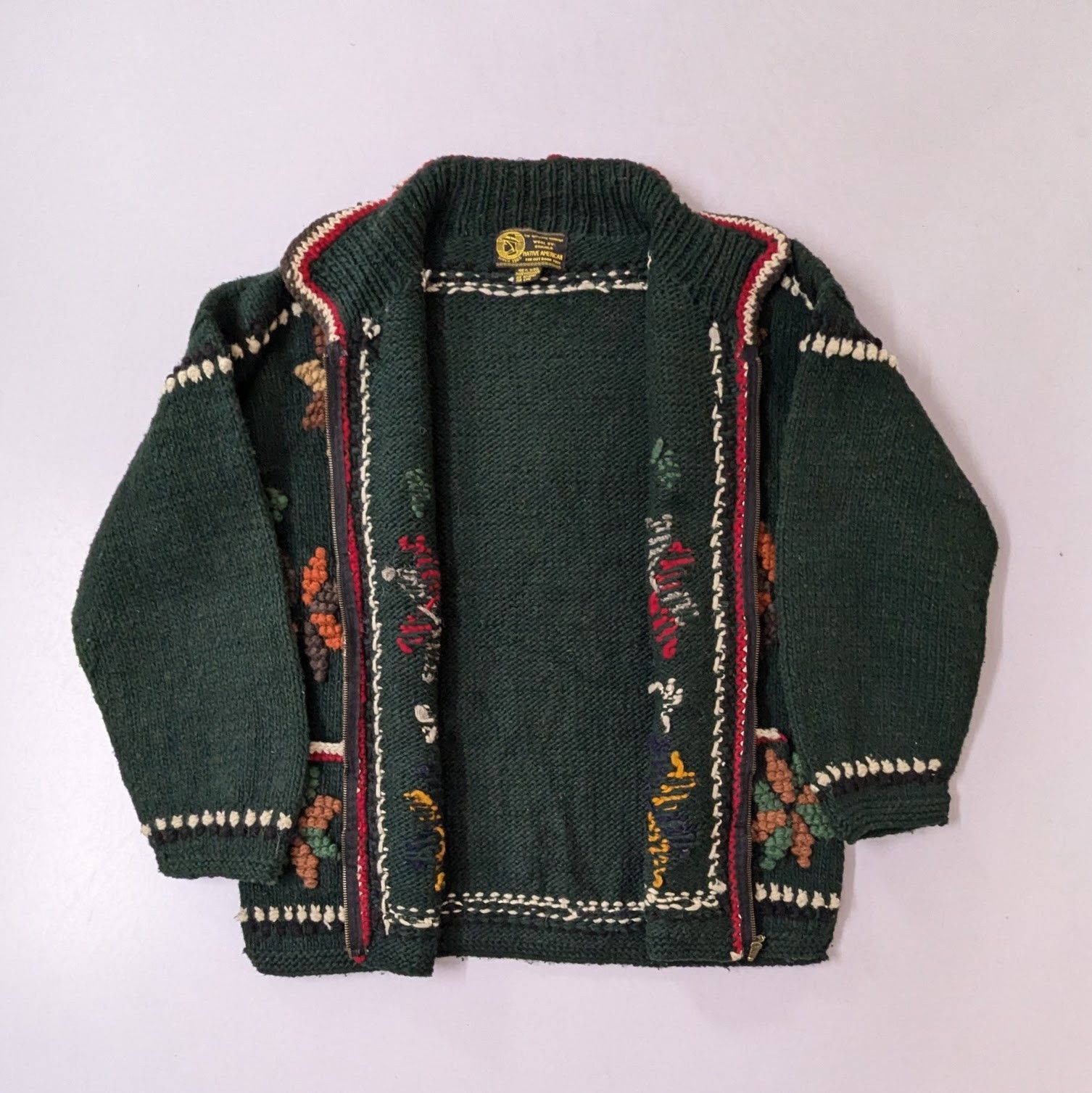 Vintage Heavy 100% wool Otavalo native american hand knitted Size US XL / EU 56 / 4 - 3 Thumbnail