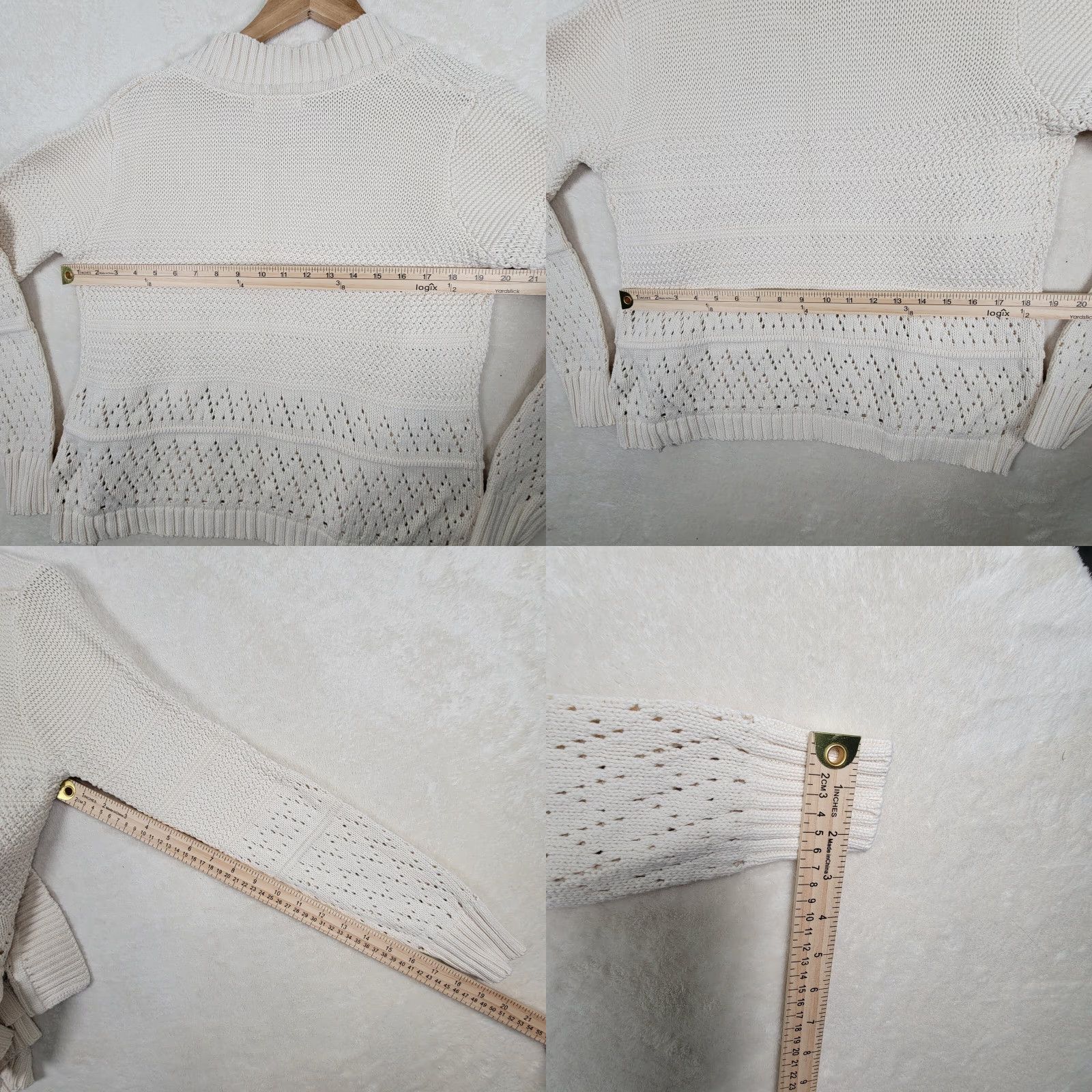 Vintage VINTAGE Woolovers Cardigan Womens M Ivory Sweater Cable Knit Long Sleeve 100% Wool Prep Size M / US 6-8 / IT 42-44 - 8 Thumbnail