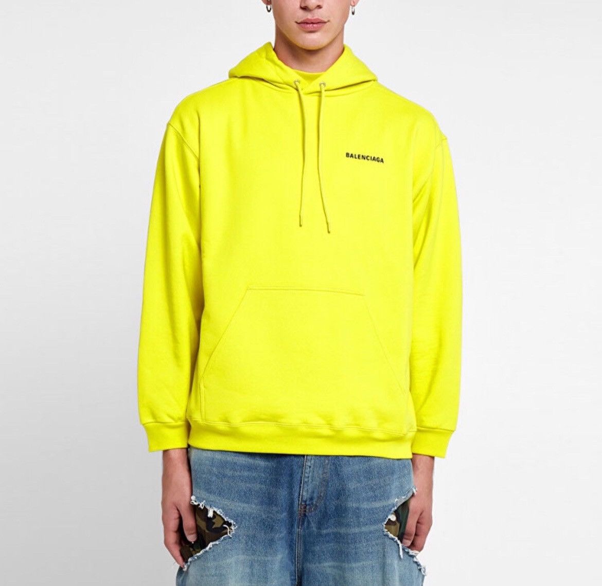 Balenciaga Balenciaga Yellow Logo Printed Hooded Sweatshirt K26WX Size US S / EU 44-46 / 1 - 7 Thumbnail