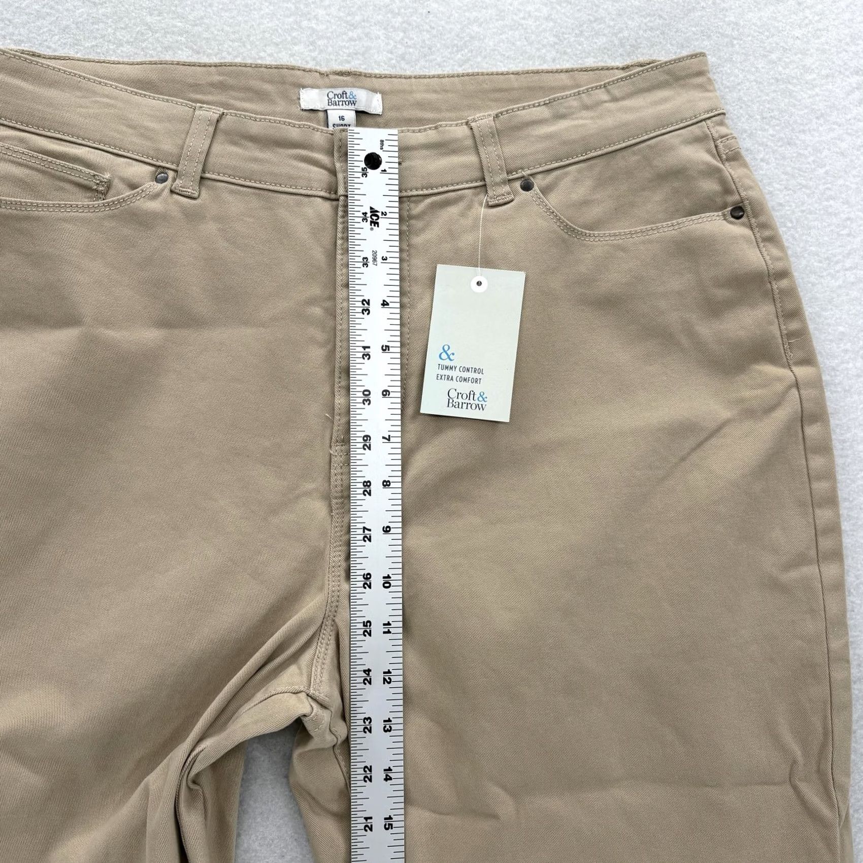 Croft & Barrow Croft & Barrow Jeans Womens 16 Short Tan Classic Stretch Tummy Control Comfort Size 38" / US 16 / IT 52 - 7 Thumbnail