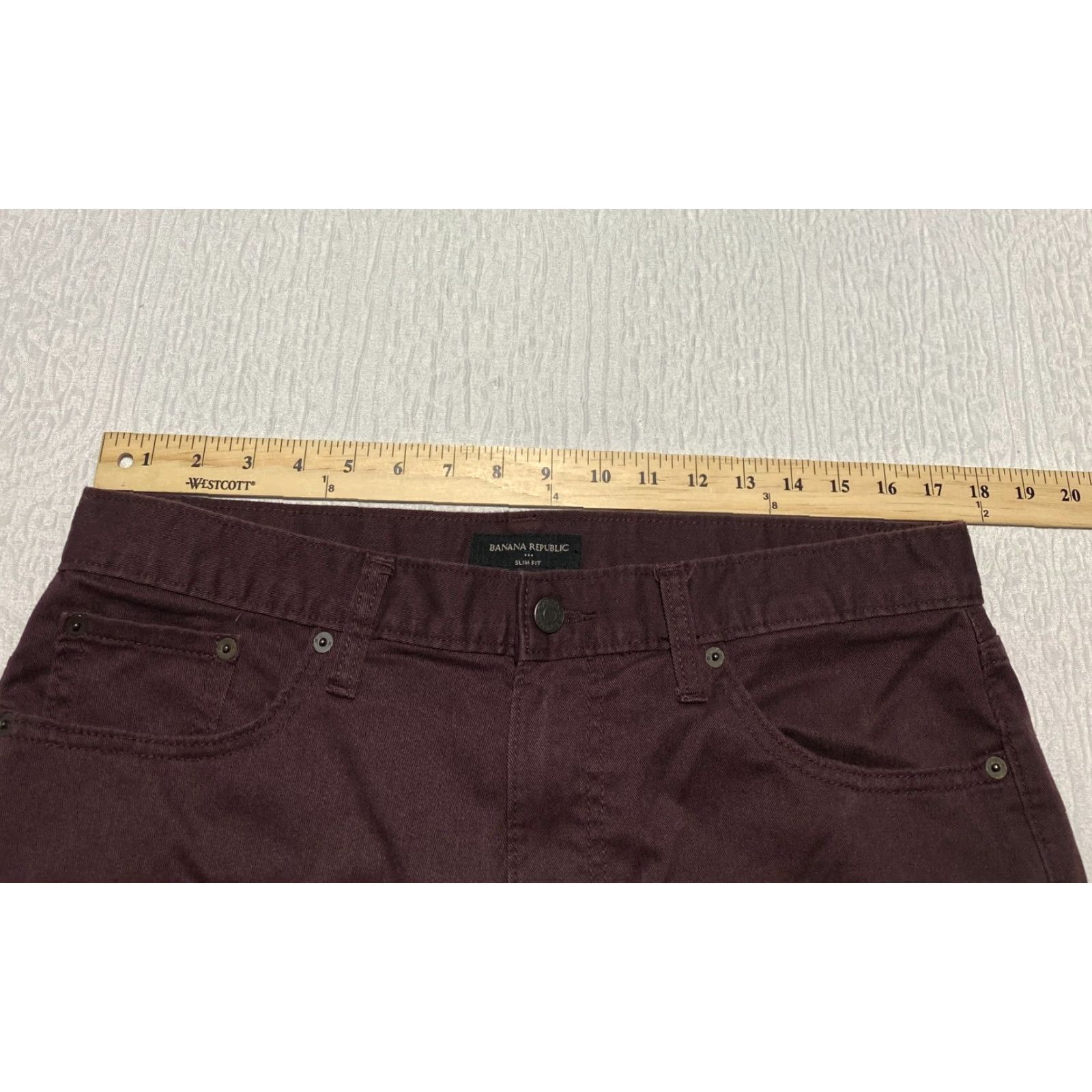 Banana Republic Banana Republic Slim Fit Chino Pants Men's 35×30 Maroon Stretch Size US 35 - 6 Thumbnail