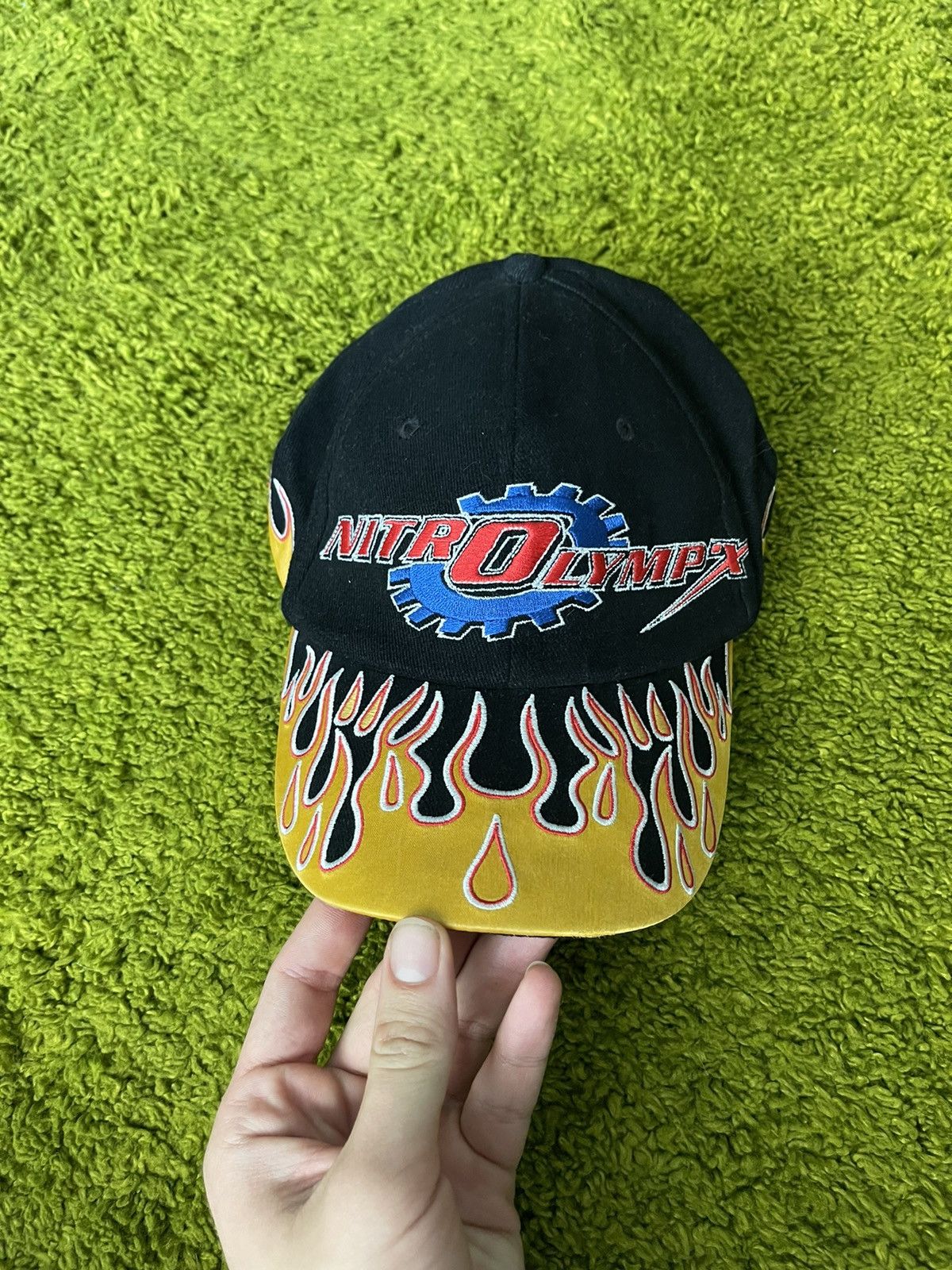 Vintage 🔥 Y2K style racing fire flame pattern cap Size 32 - 1 Thumbnail