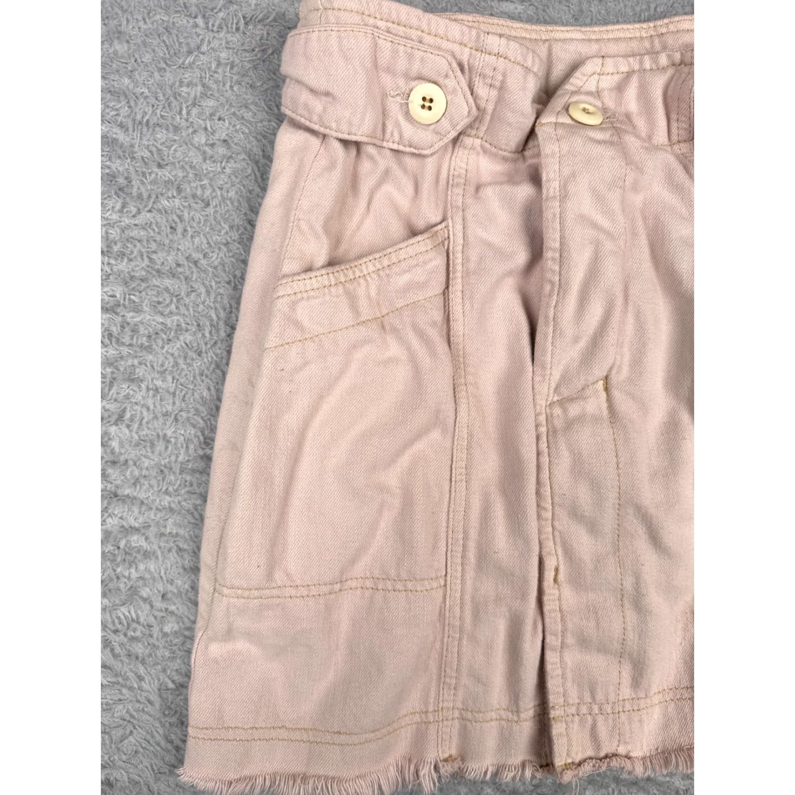 Free People Free People Skirt Womens 4 Pink Denim Twill Raw Hem Button Fly Cotton Lyocell Mini Short Size 27" / US 4 / IT 40 - 3 Thumbnail