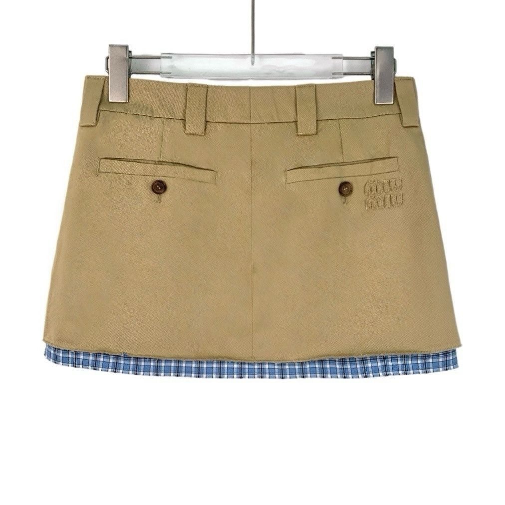 Miu Miu Miu Miu 24 Brown Logo Letter Embroidered Cotton Skirt Size 25" / US 0 / IT 36 - 2 Thumbnail