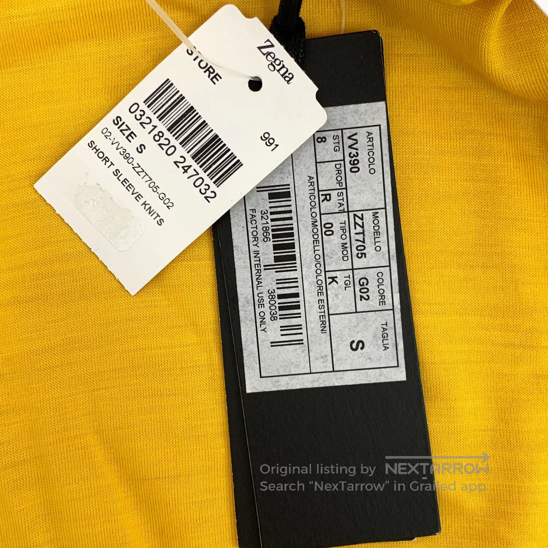 Ermenegildo Zegna Zegna Yellow Logo Patch Wool Round Neck Short Sleeve T-Shi Size US S / EU 44-46 / 1 - 9 Thumbnail
