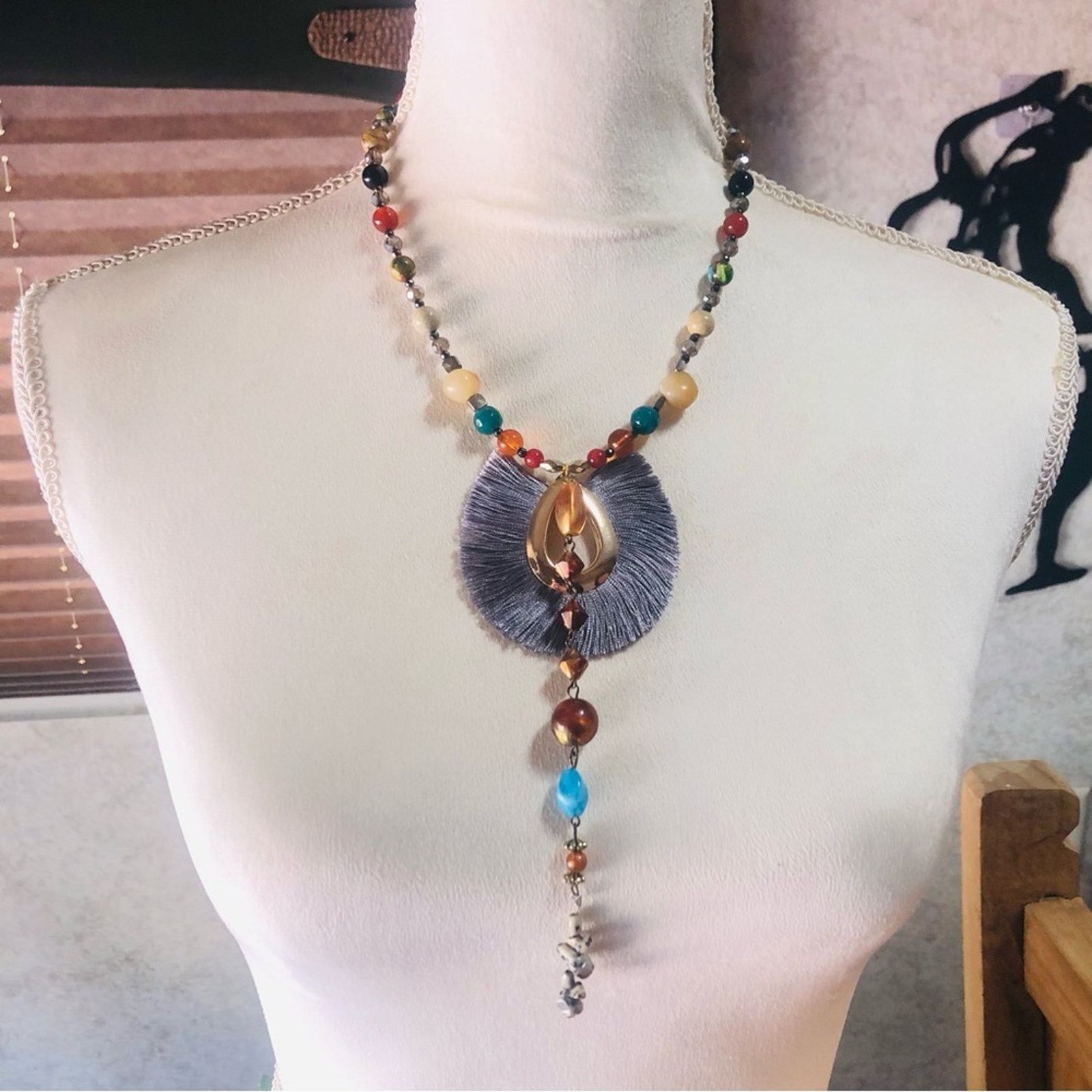 Handmade Handcrafted genuine stone faceted crystal pendant necklace Size ONE SIZE - 2 Thumbnail