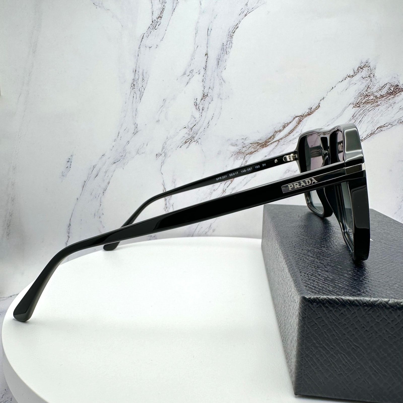 Prada NEW PRADA Sunglasses Black Aviator Pilot Grey Lens Side Logo Size ONE SIZE - 17 Thumbnail