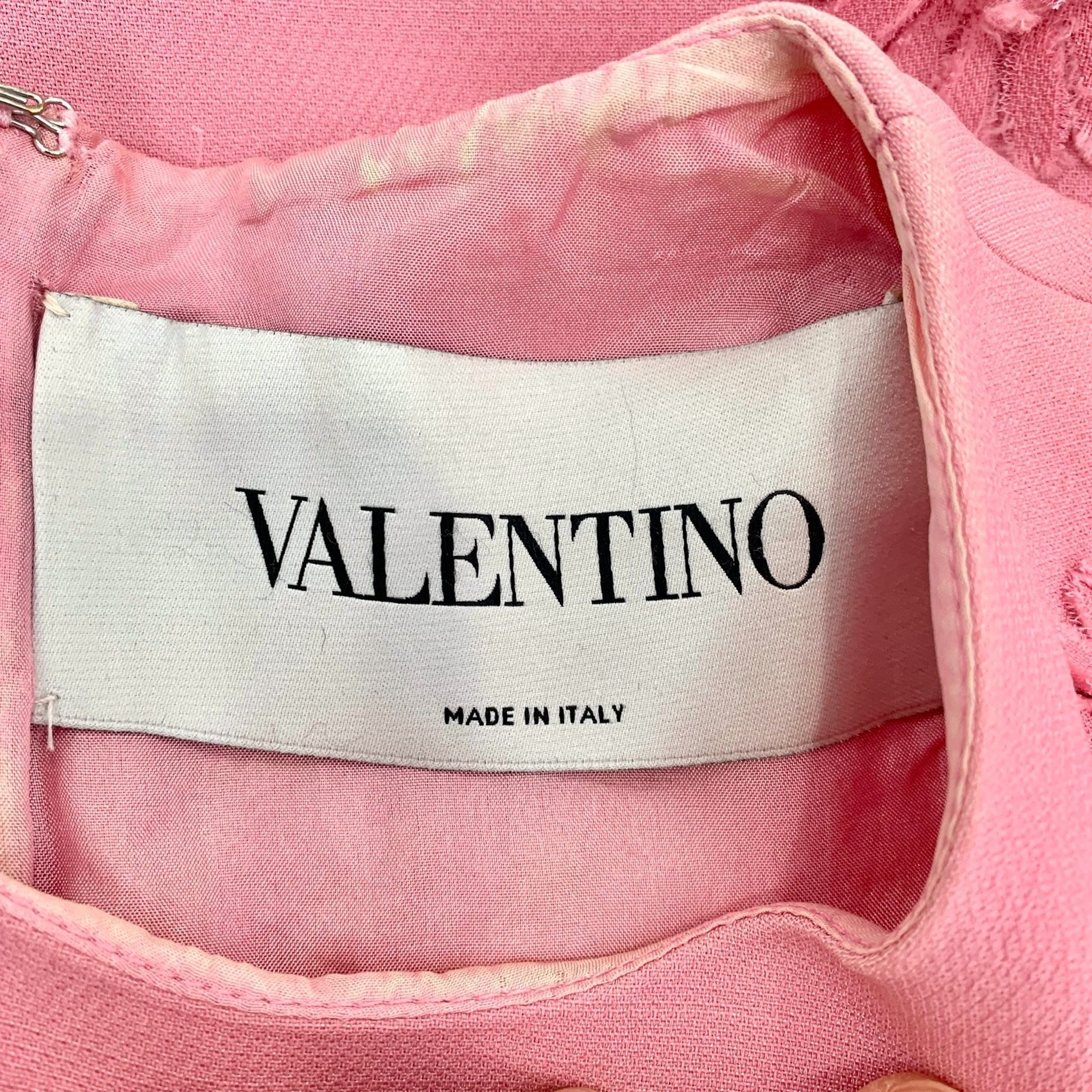 Valentino Valentino Pink Floral Embroidered Round Neck Short Sleeve Dr Size S / US 4 / IT 40 - 2 Thumbnail