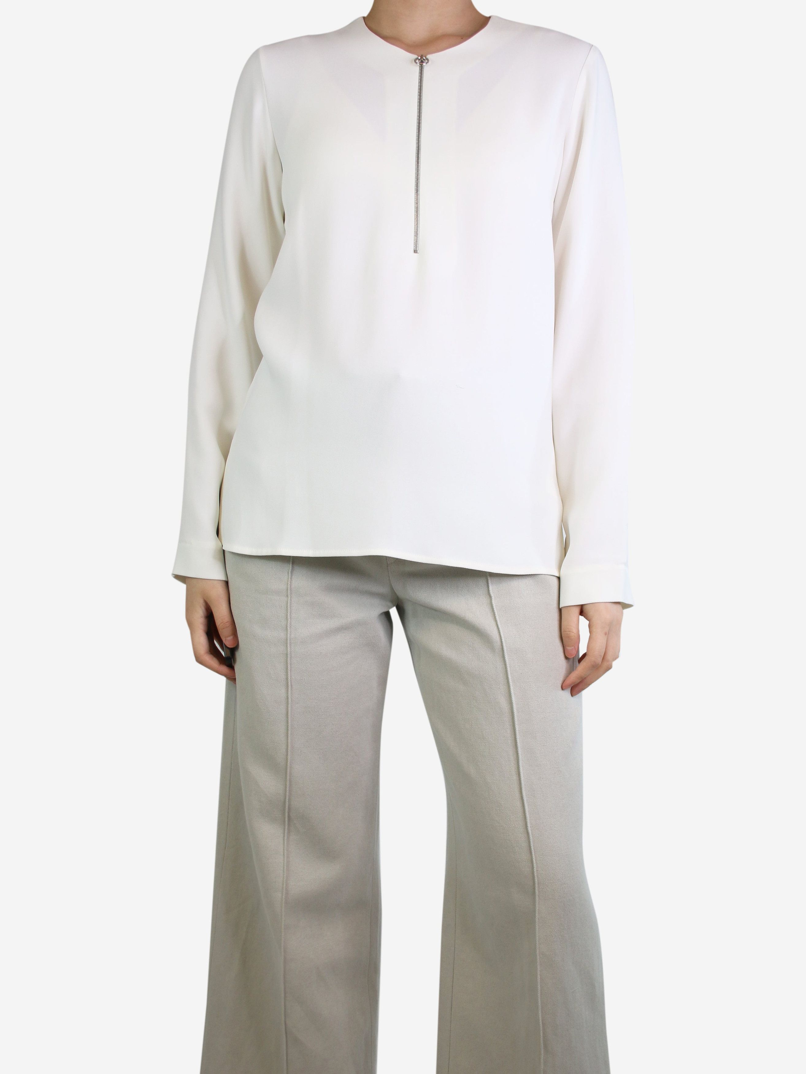 image of Stella Mccartney White Half-Zip Top - Size Uk 8, Women's