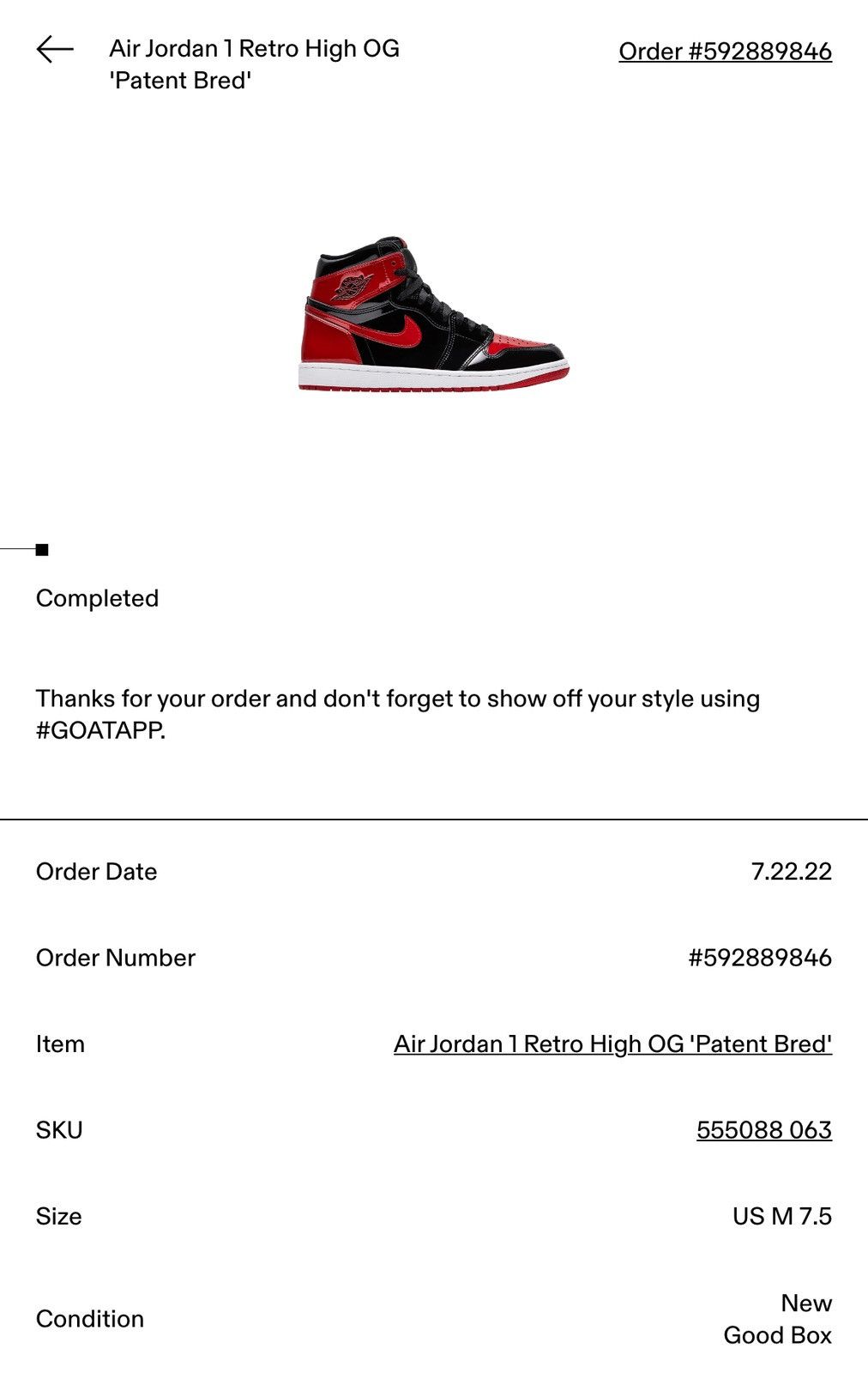 Jordan Brand Air Jordan 1 Retro High OG 'Patent Bred' Size US 7.5 / EU 40-41 - 8 Thumbnail