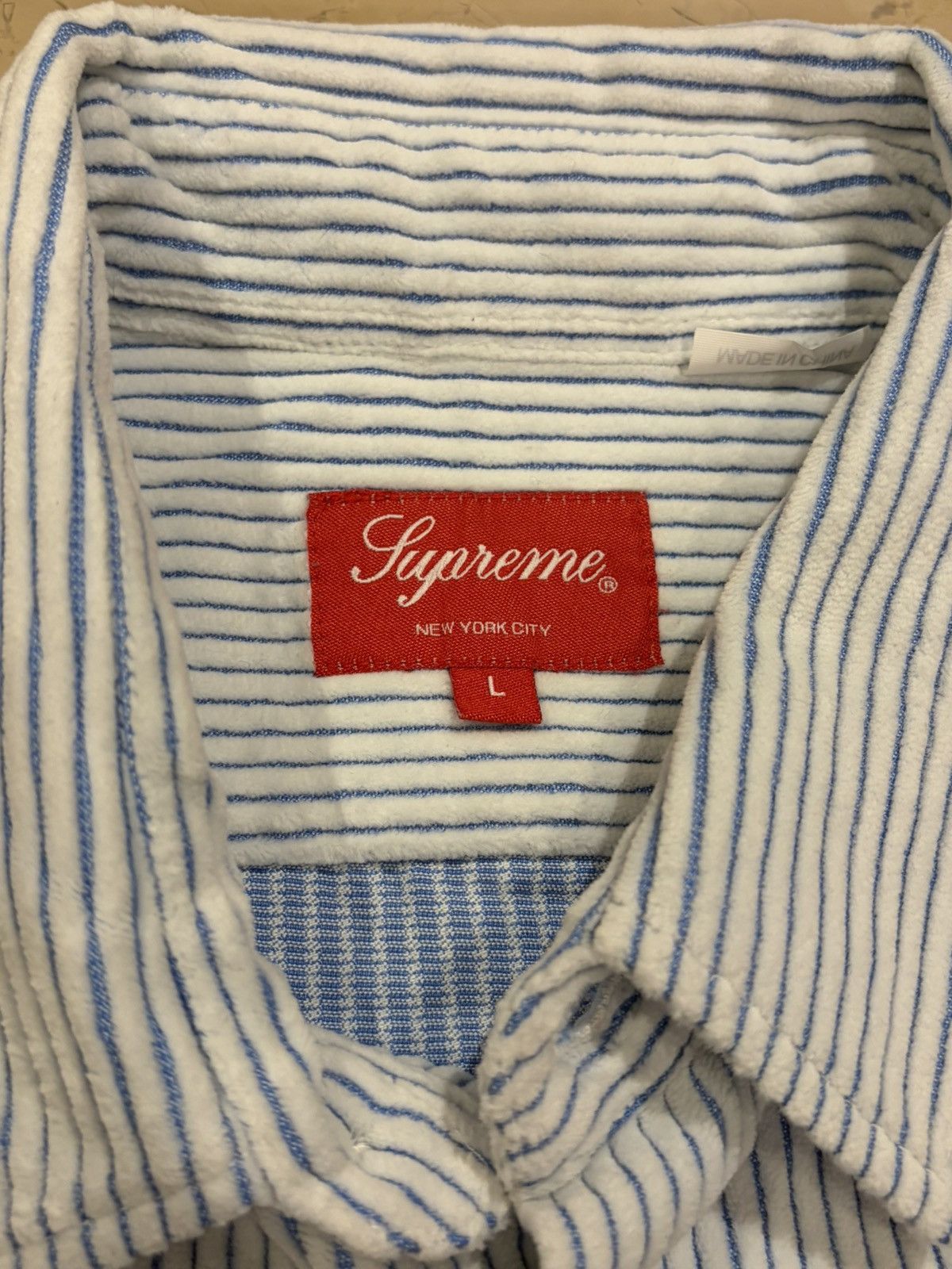 Supreme Supreme two tone corduroy shirt white and blue Size US L / EU 52-54 / 3 - 4 Thumbnail
