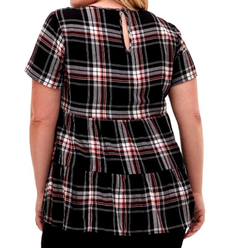 Other Torrid Rayon Crepe Tiered Top Short Sleeve Top Plaid Sz 1 Size ONE SIZE - 4 Thumbnail