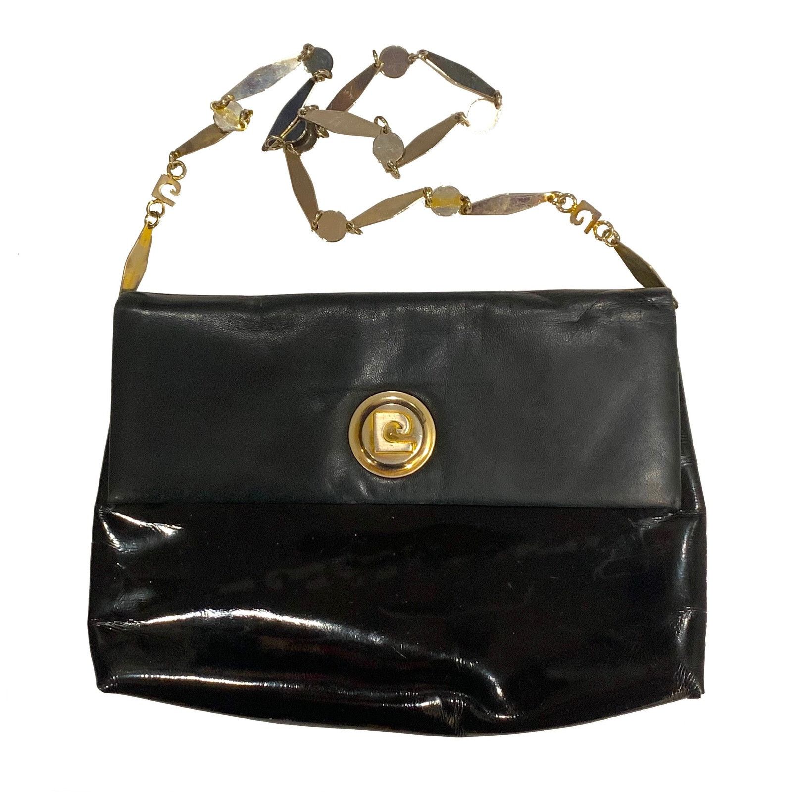 Pierre Cardin 60s MOD Pierre Cardin Black Patent Leather Bag Logo Chain Size ONE SIZE - 3 Thumbnail