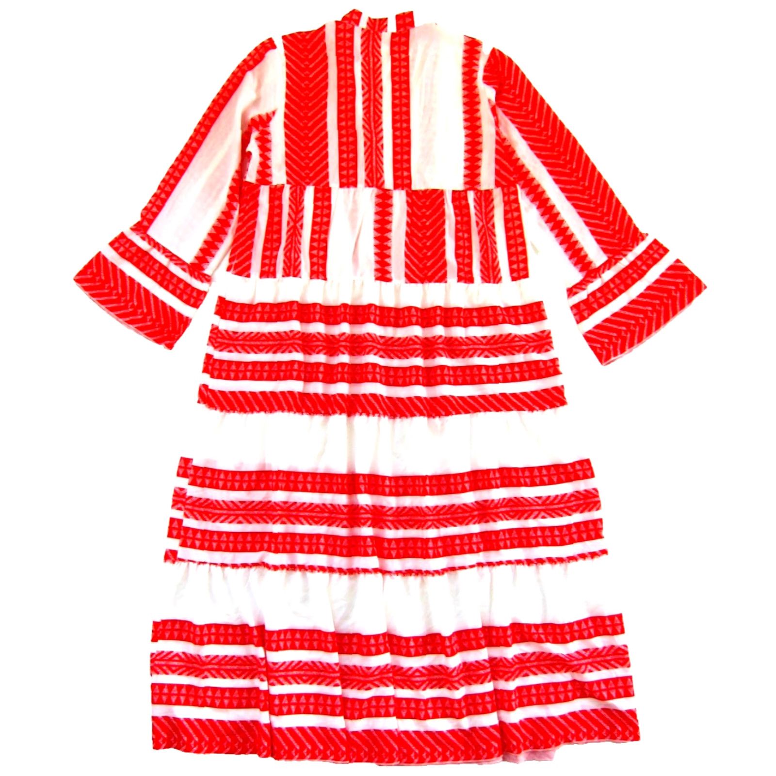 Vintage Silk & Salt Geometric V-Neck Long Sleeve Kaftan Maxi Dress Large Red Silk & Salt Geometric V-Neck Long Sleeve Kaftan Maxi Dress Large Red Size L / US 10 / IT 46 - 2 Thumbnail
