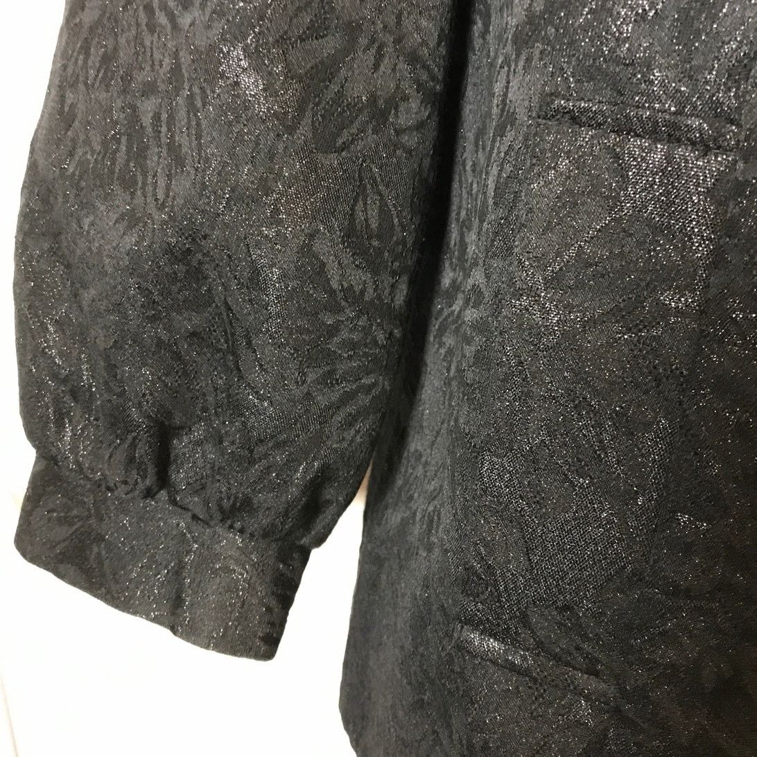 George George Black Floral High Neck ¾ Sleeve Lined Jacket 12 Size XL / US 12-14 / IT 48-50 - 7 Thumbnail