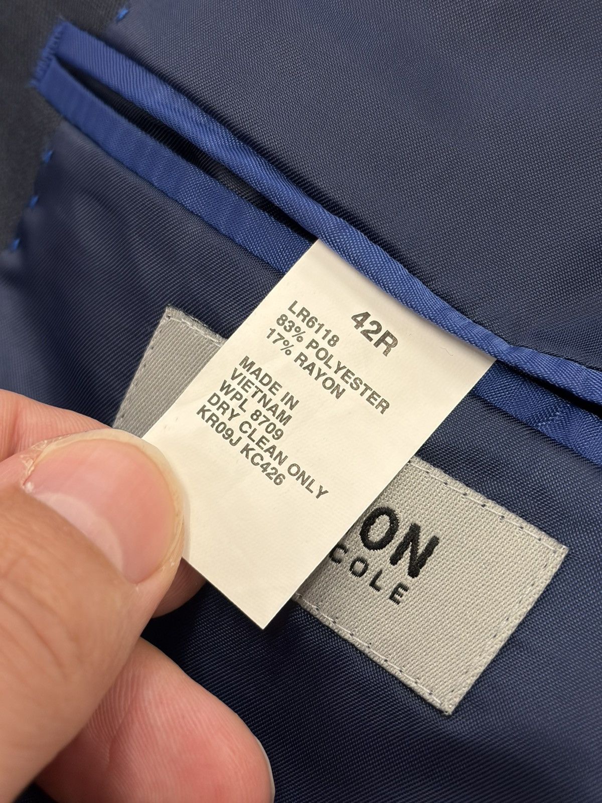 Kenneth Cole Kenneth Cole Reaction Navy Blue Two-Button Blazer Jacket Size 42R - 6 Thumbnail