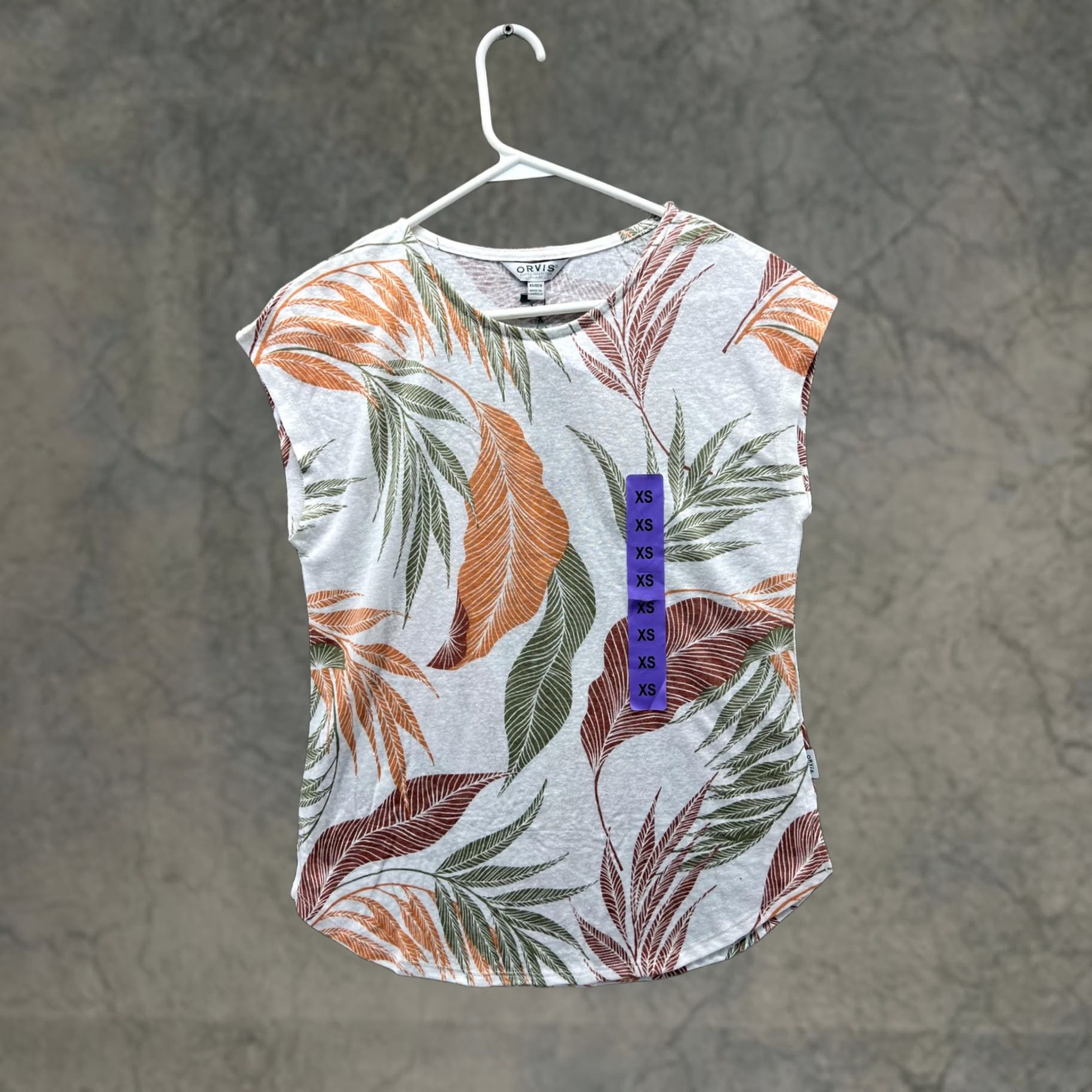 Orvis Orvis Womens XS Multicolor Tropical Leaf Crew Neck Cap Sleeve Jersey Top Shirt Casual Summer Womens Size XS / US 0-2 / IT 36-38 - 1 Thumbnail